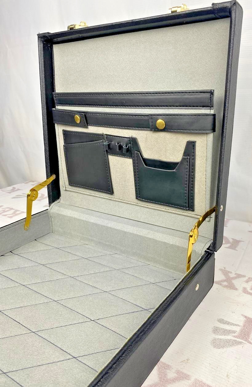 Black Leather Attache Briefcase Combination Lock Business Document Case Office