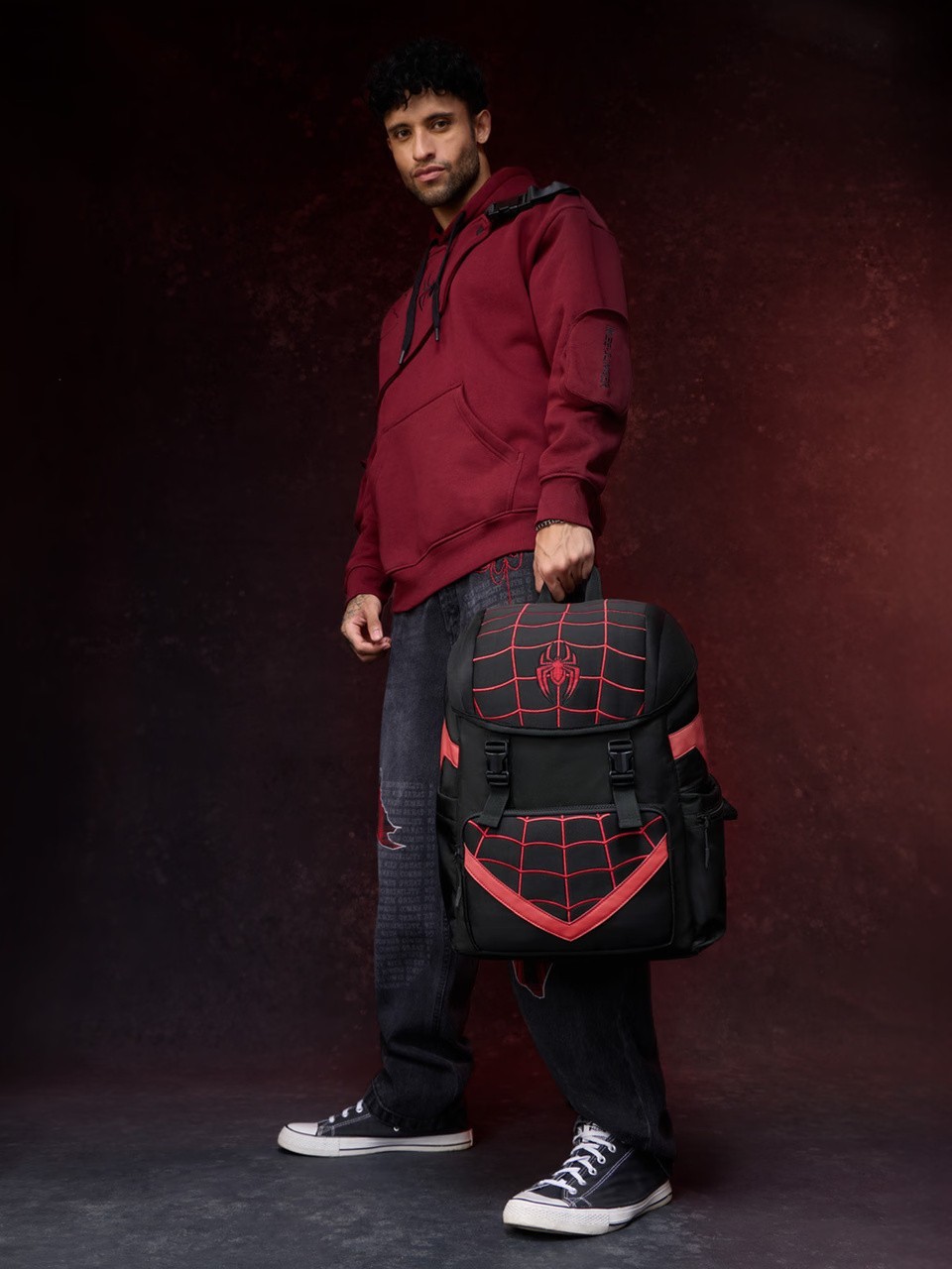 Spider-Man Miles Morales Official Backpack Black Red Laptop School Travel Bag