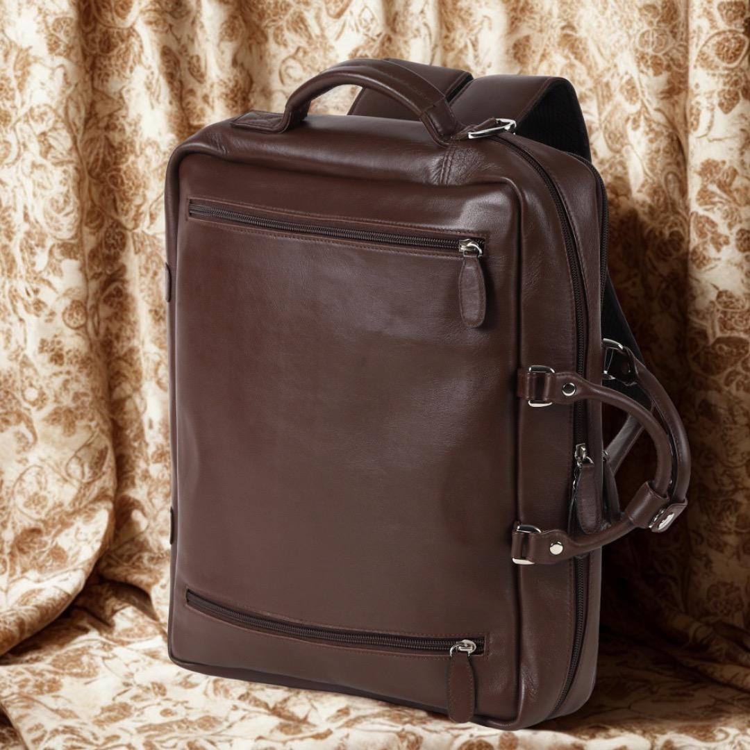The master-piece 4WAY Leather Backpack Brown 40x31cm (16x12in) Pre-owned