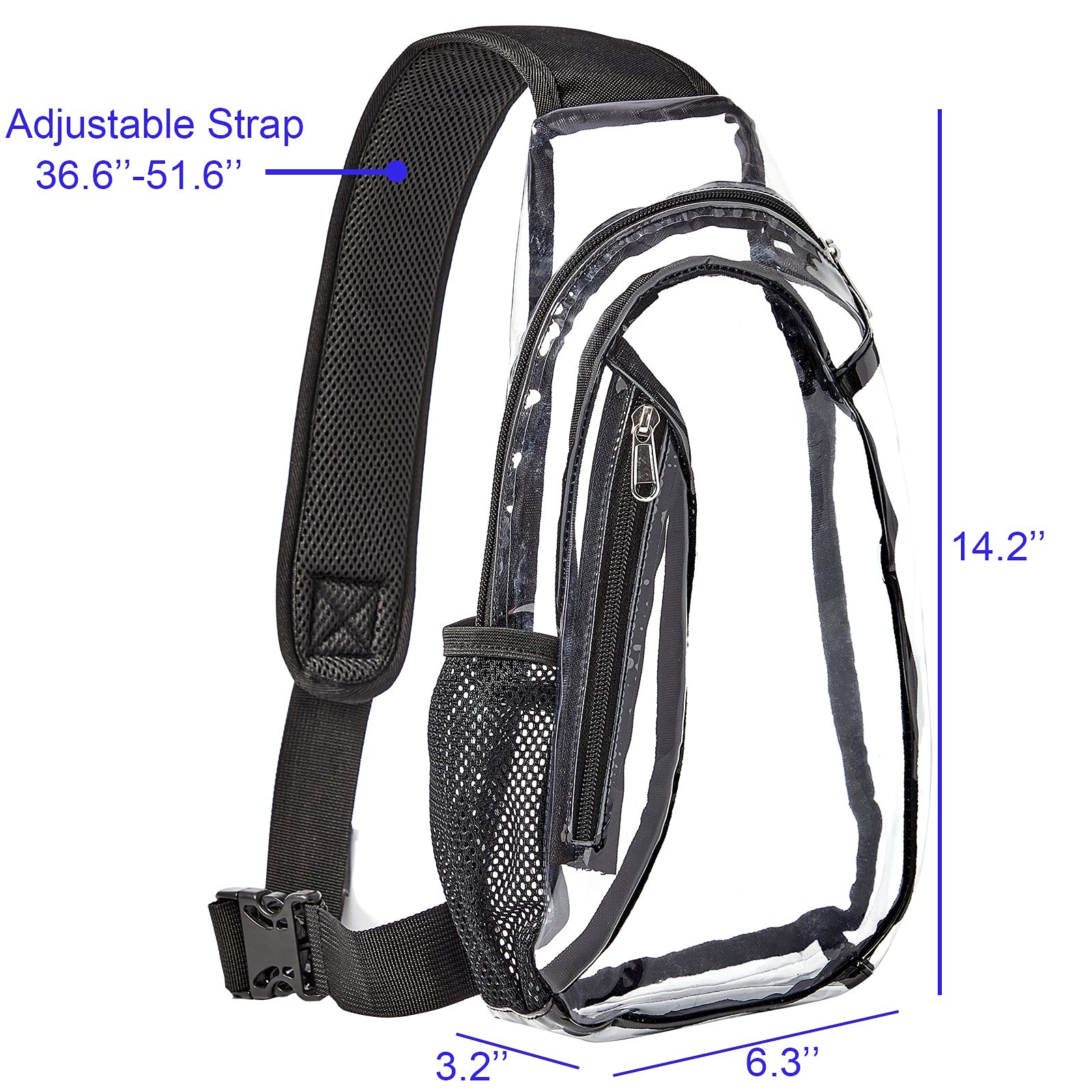 Clear Sling Bag, Stadium Approved Small PVC Crossbody Backpack, Transparent C…