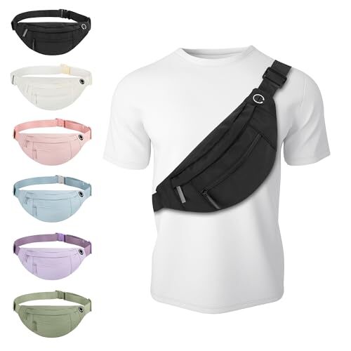 Large Waist Bag With 4-Zipper Pockets-Fanny Pack 4-Zipper Black Large 4-zipper