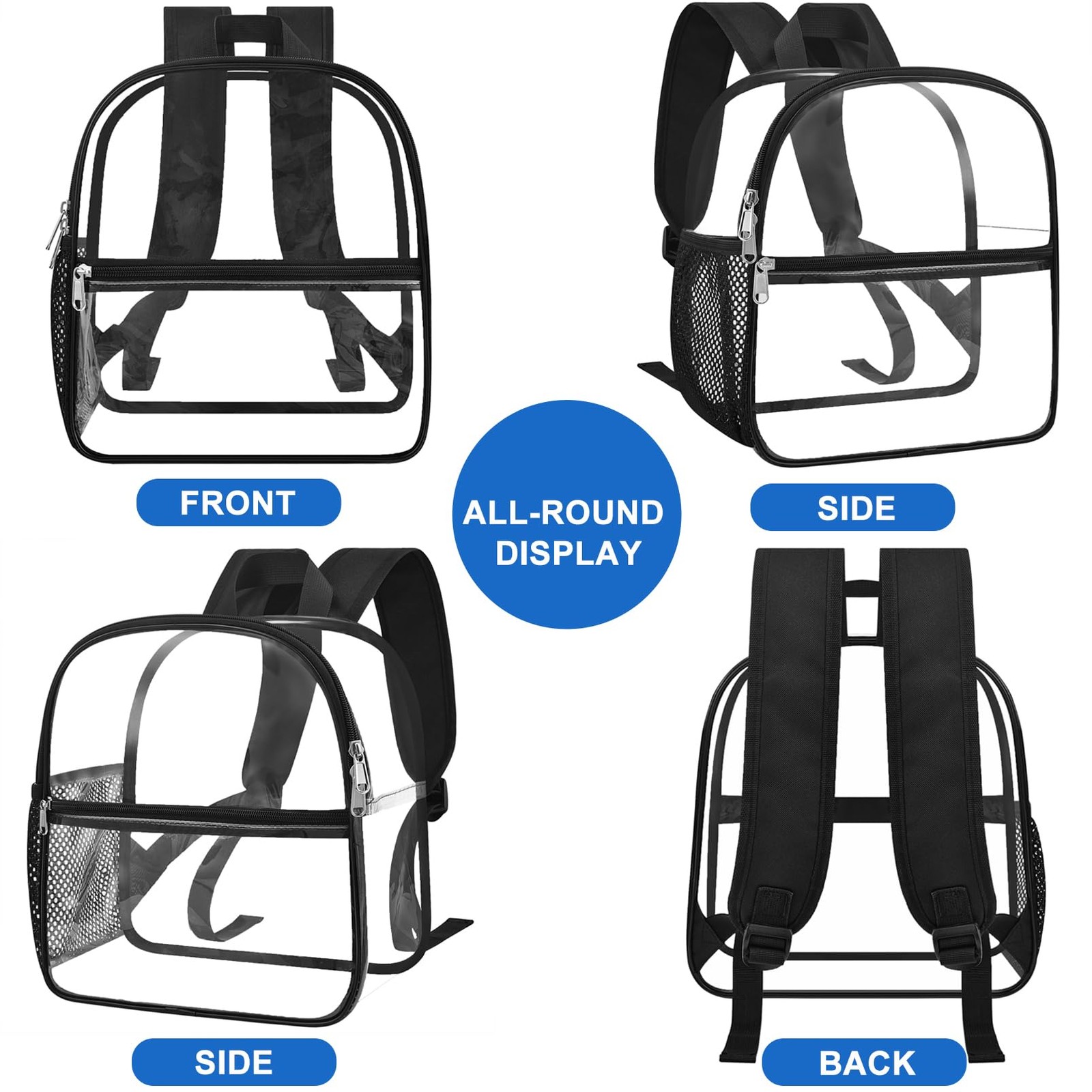 Oraben Clear Backpack Stadium Approved, Clear Bag 12 x 6 x 11 in, Small Trans…
