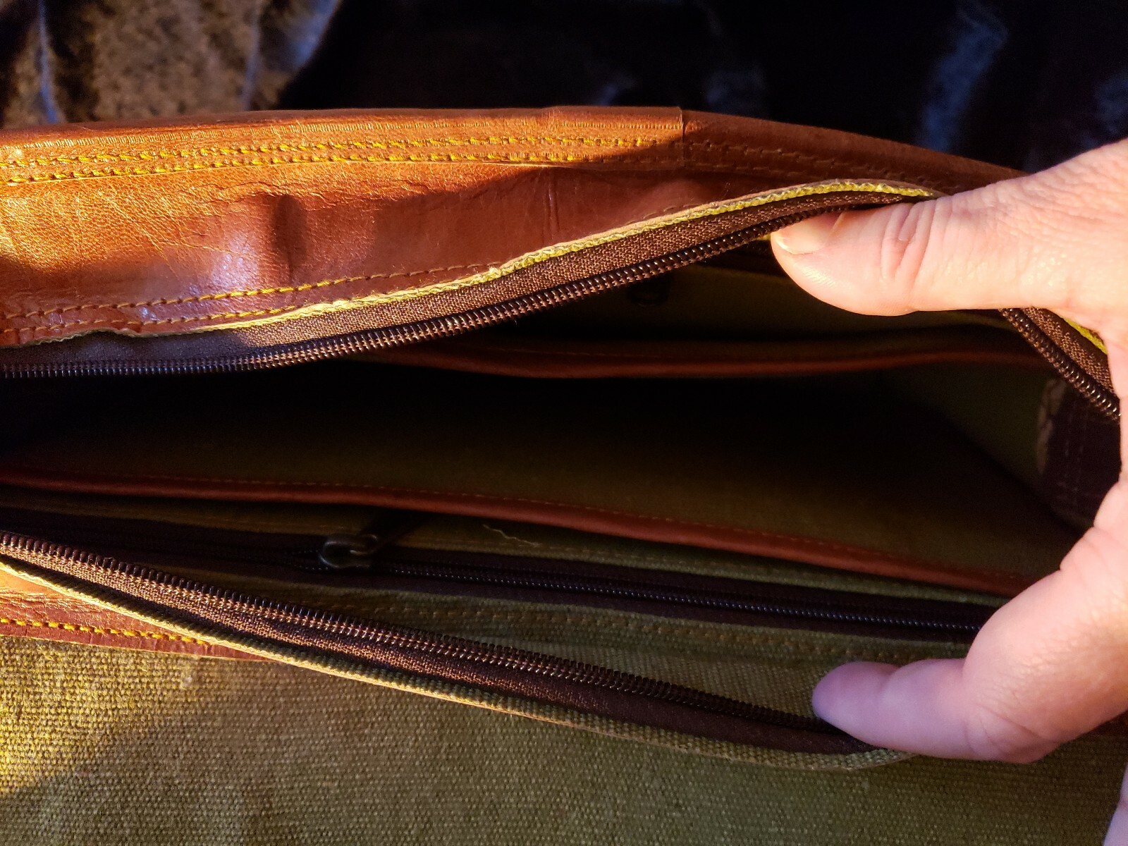 One of a Kind Genuine Leather Messenger bag with Strapped Cylinder Flask