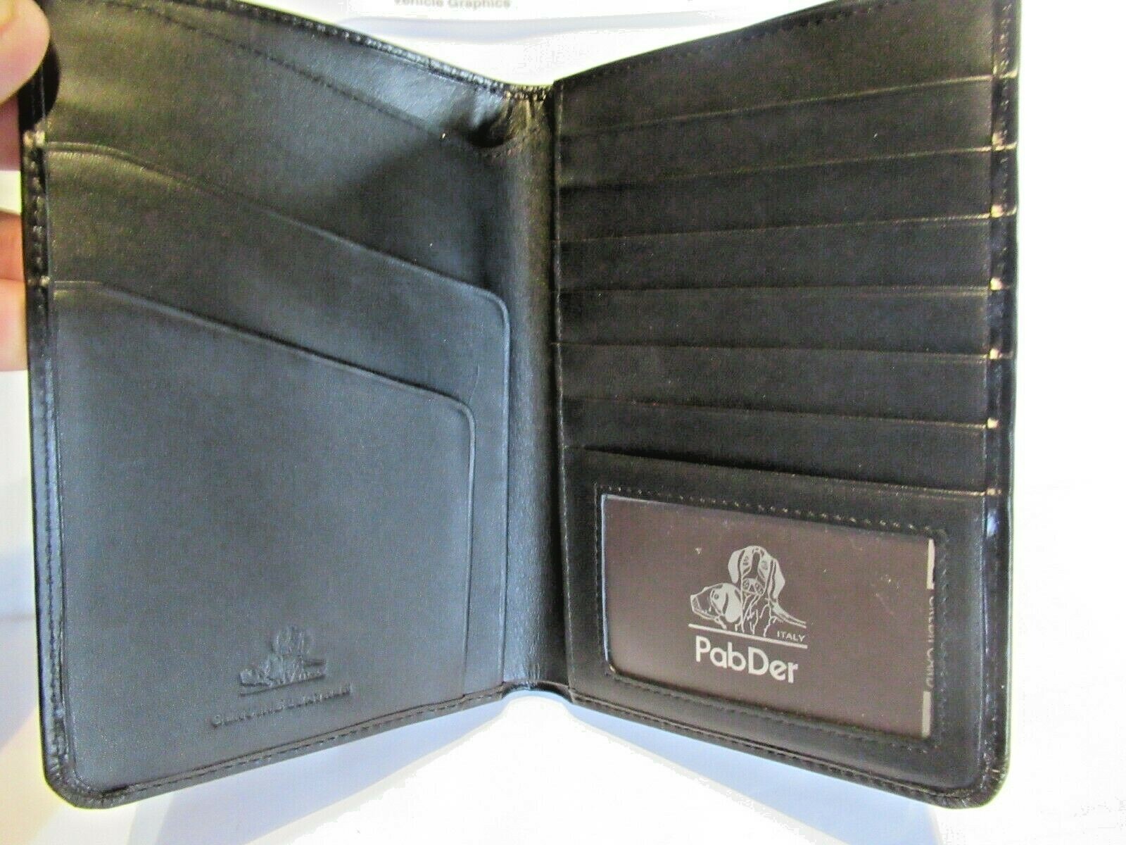 NEW PabDer WALLET PASSPORT Black CREDIT CARD HOLDER 100% LEATHER