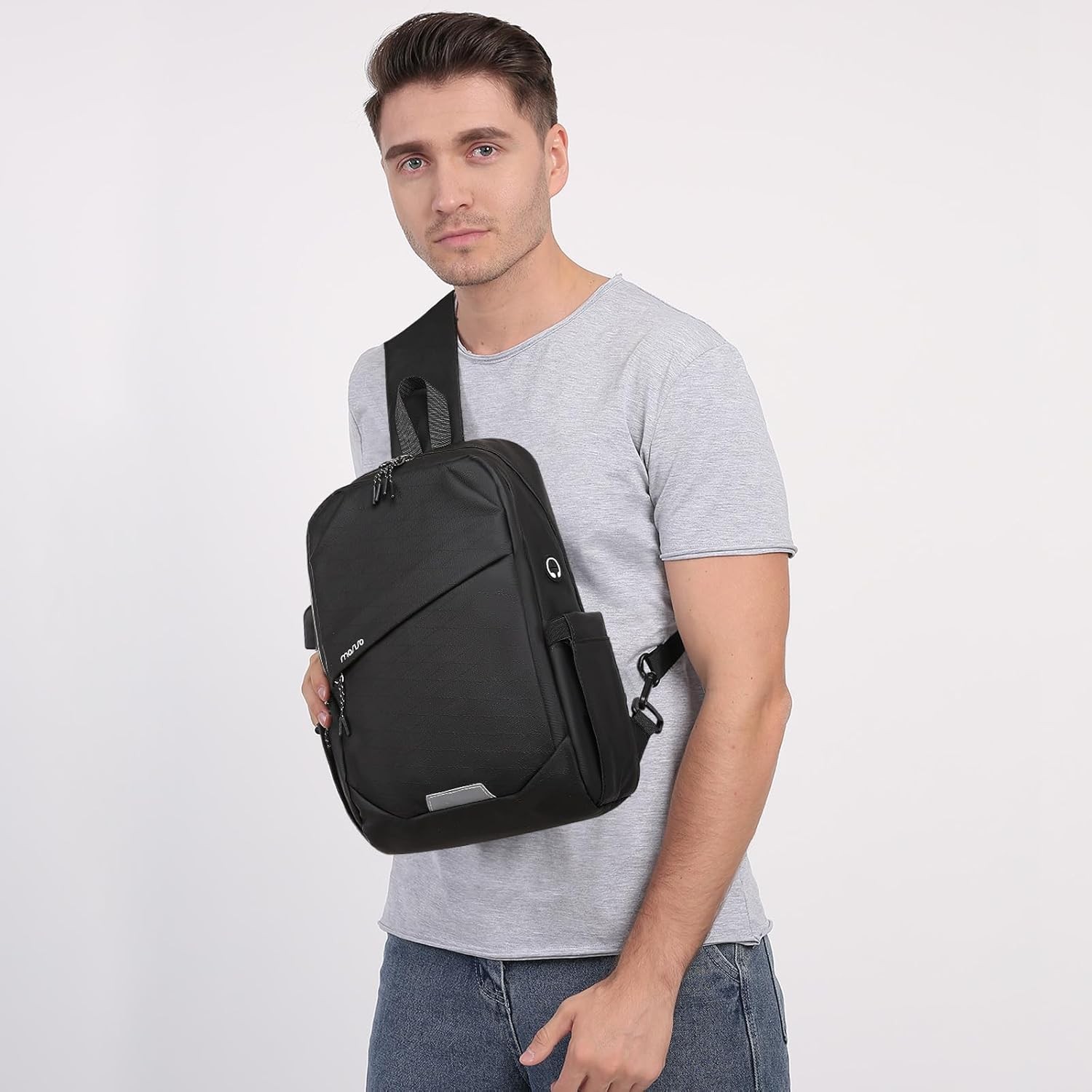 MOSISO Large Crossbody Sling Backpack with USB Charging Hiking Daypack
