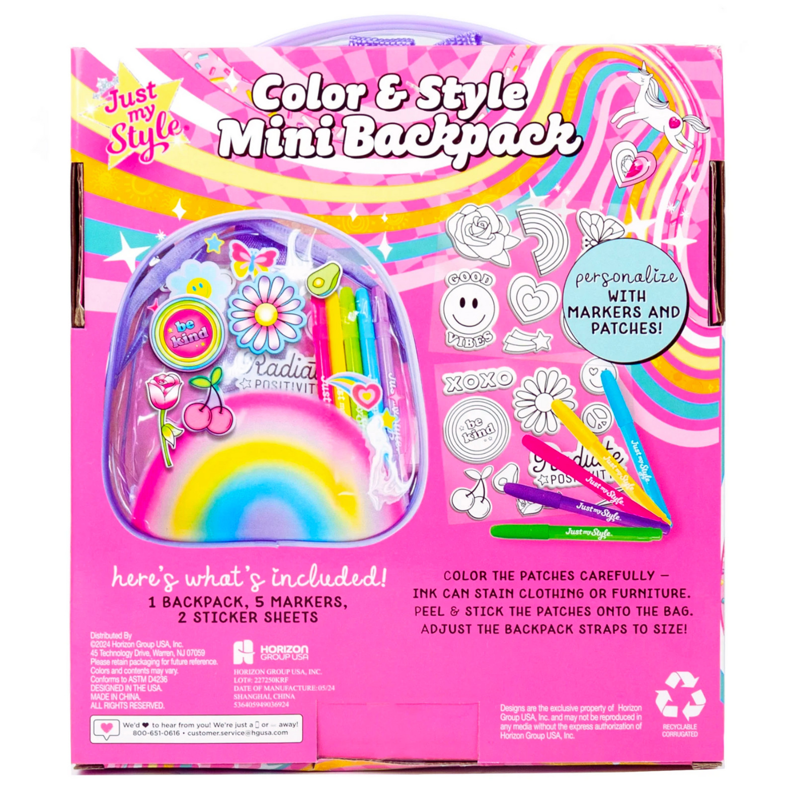 Just My Style DIY Mini Backpack – Color Your Own Fashion Bag Activity Set