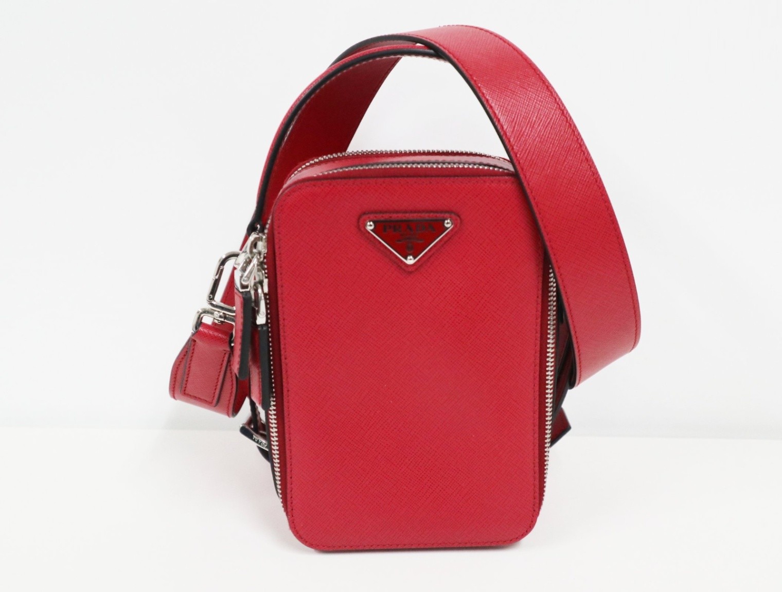 PRADA Brick 2Vh067 Saffiano Leather Red 2Way Shoulder Bag