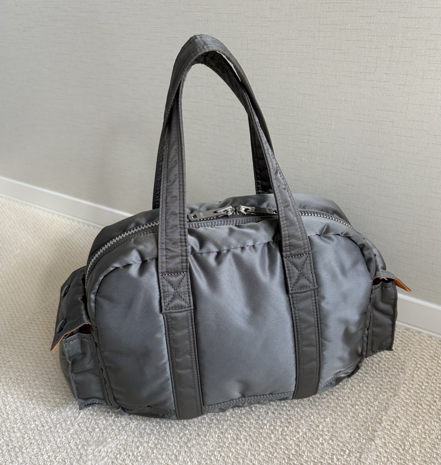 Yoshida PORTER TANKER Boston Bag Silver Gray Unused Japan 30cm×22cm×11cm