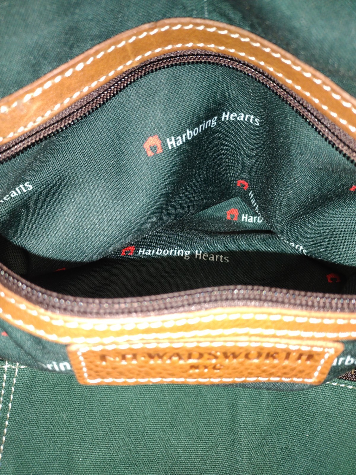 Harboring Hearts FH Wadsworth NYC Canvas Leather Trim Weekender Duffel Bag