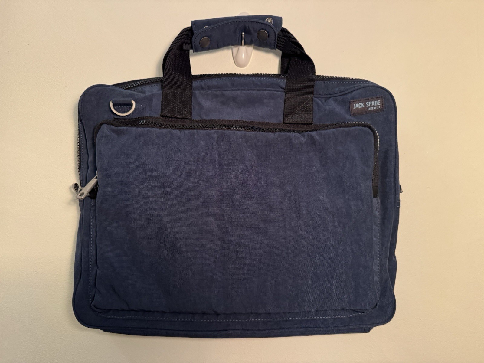 OG Washed Nylon Jack Spade Laptop Light Weight Brief Case Navy Blue With Strap