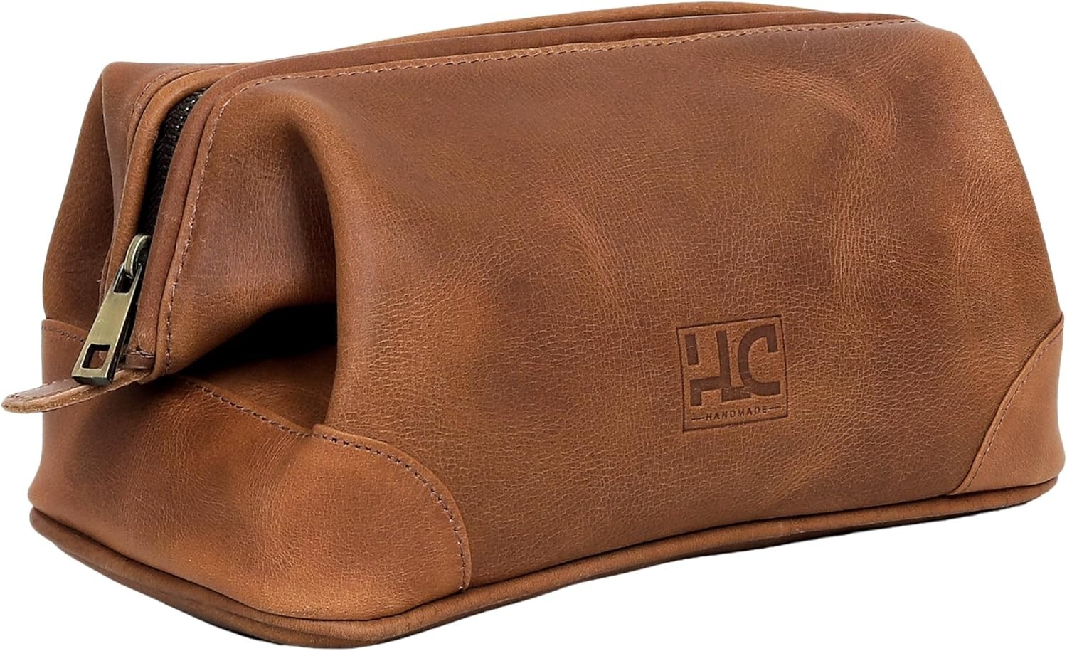 Toiletry Bag for Men – Travel Toiletry Bag for Men Leather Dopp Kit Shaving Tan