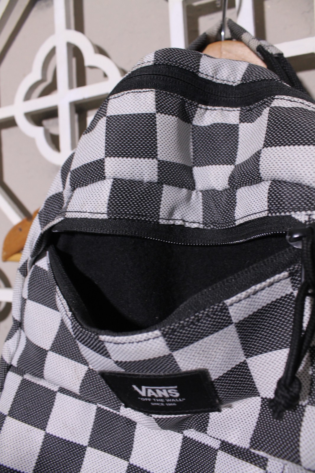 Vans Off the Wall Backpack Black White Book Bag College Checkerboard 19x12x7