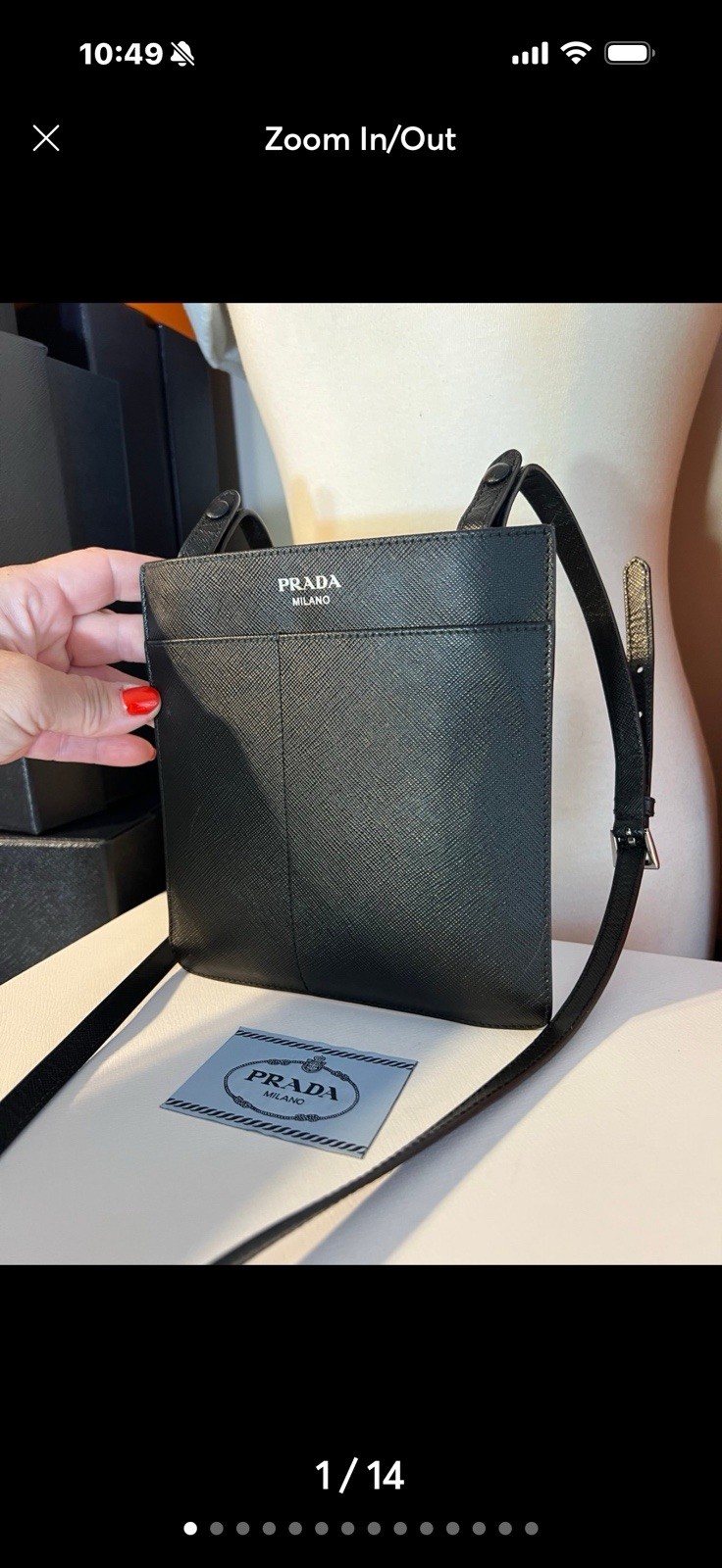 PRADA Black Crossbody Bag Adjustable Strap Casual Business Travel Solid