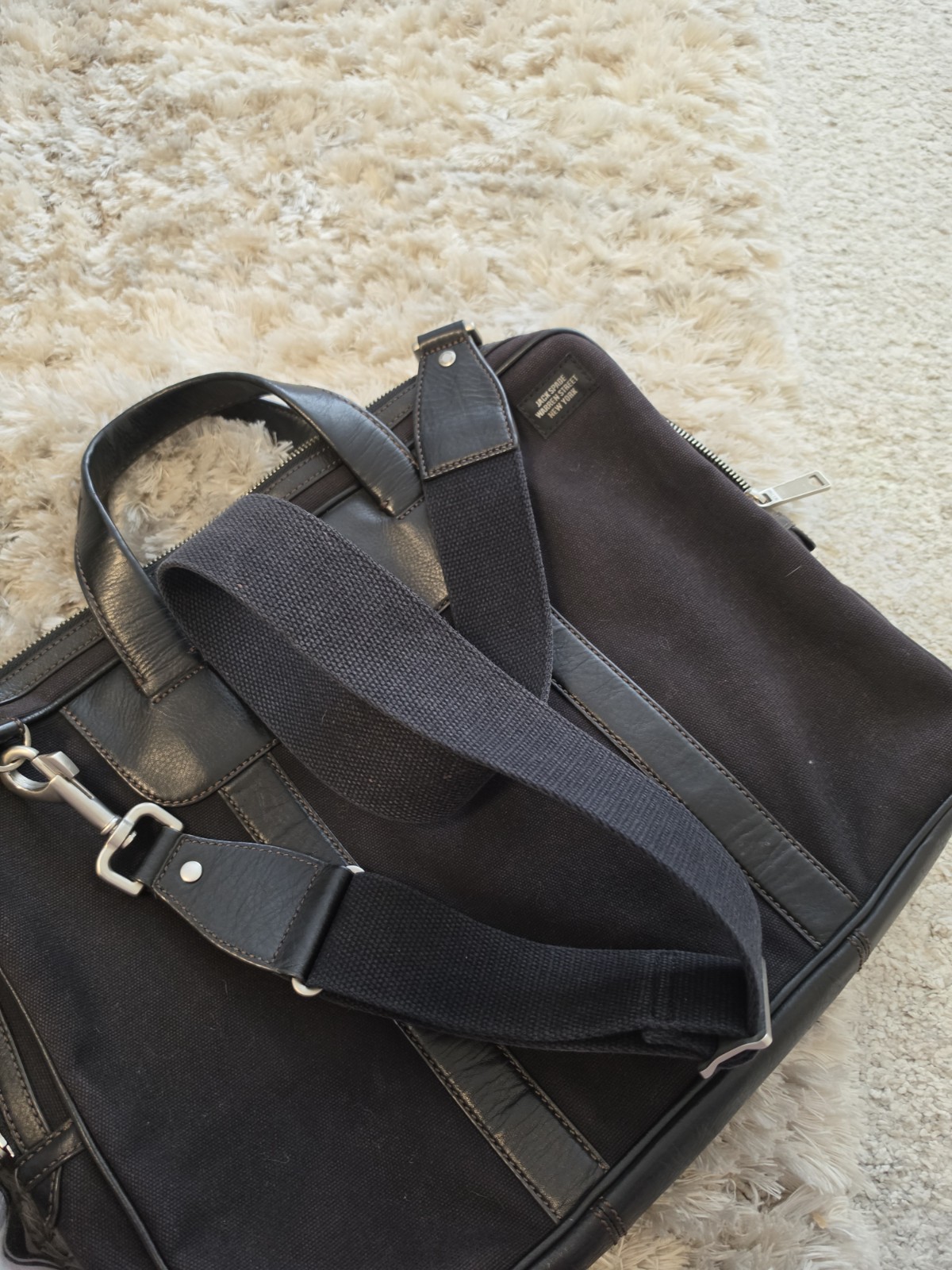 Authentic Jack Spade Canvas & Leather Briefcase Laptop Black Bag