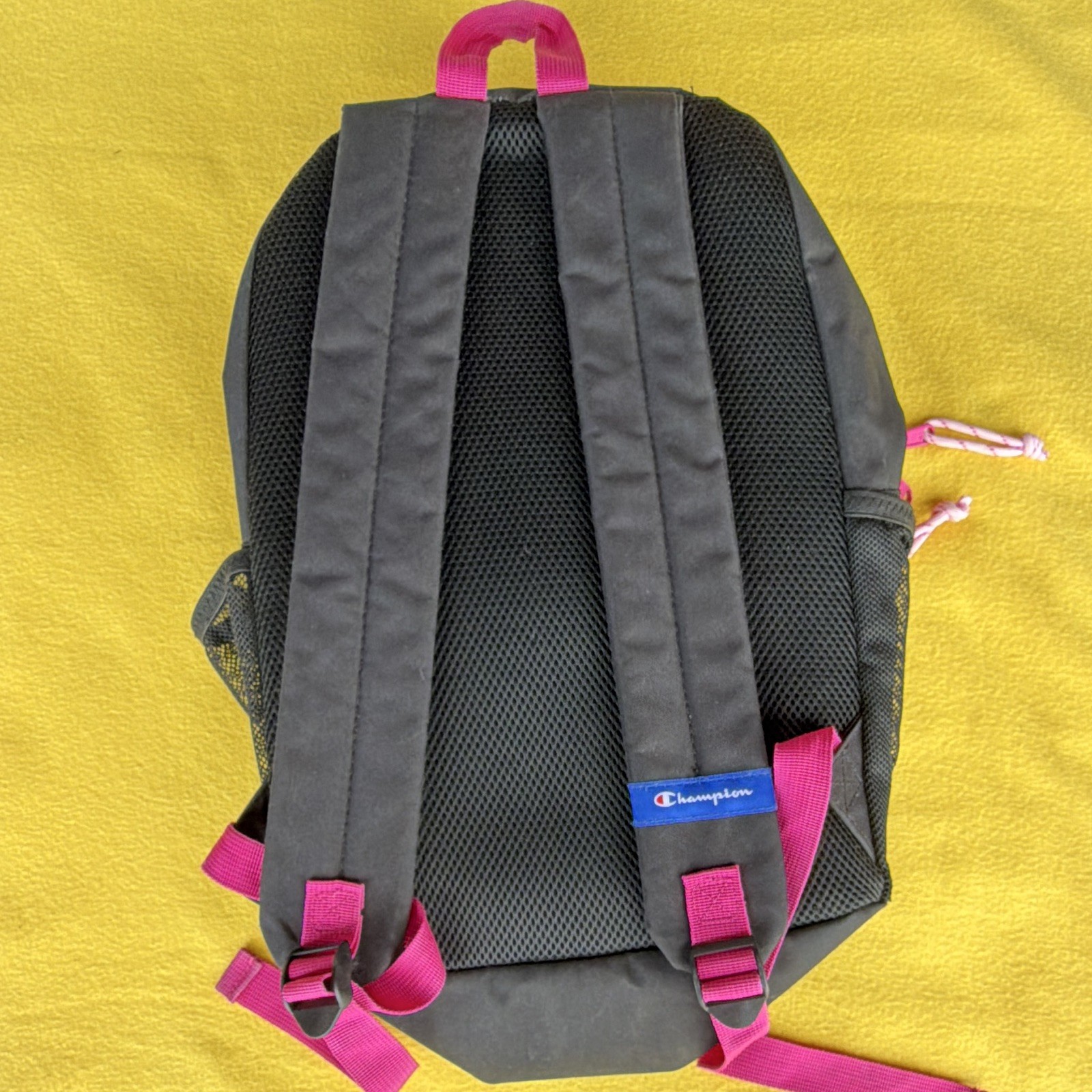 Champion Black Pink Purple Zip Backpack Adjustable Straps Outer Pockets