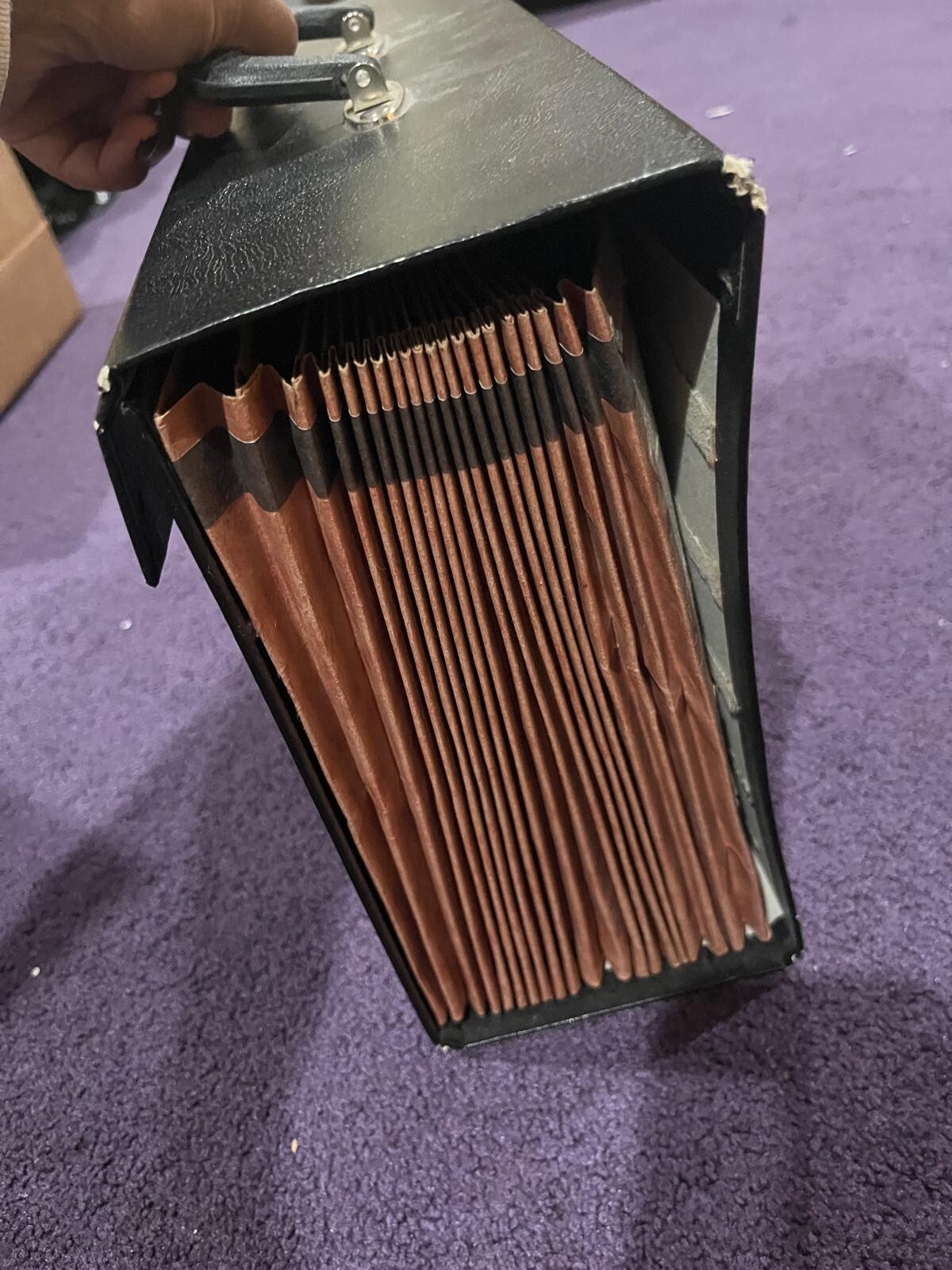 Large Black Vintage Tabbed Subject Dividers Accordion Attache Briefcase