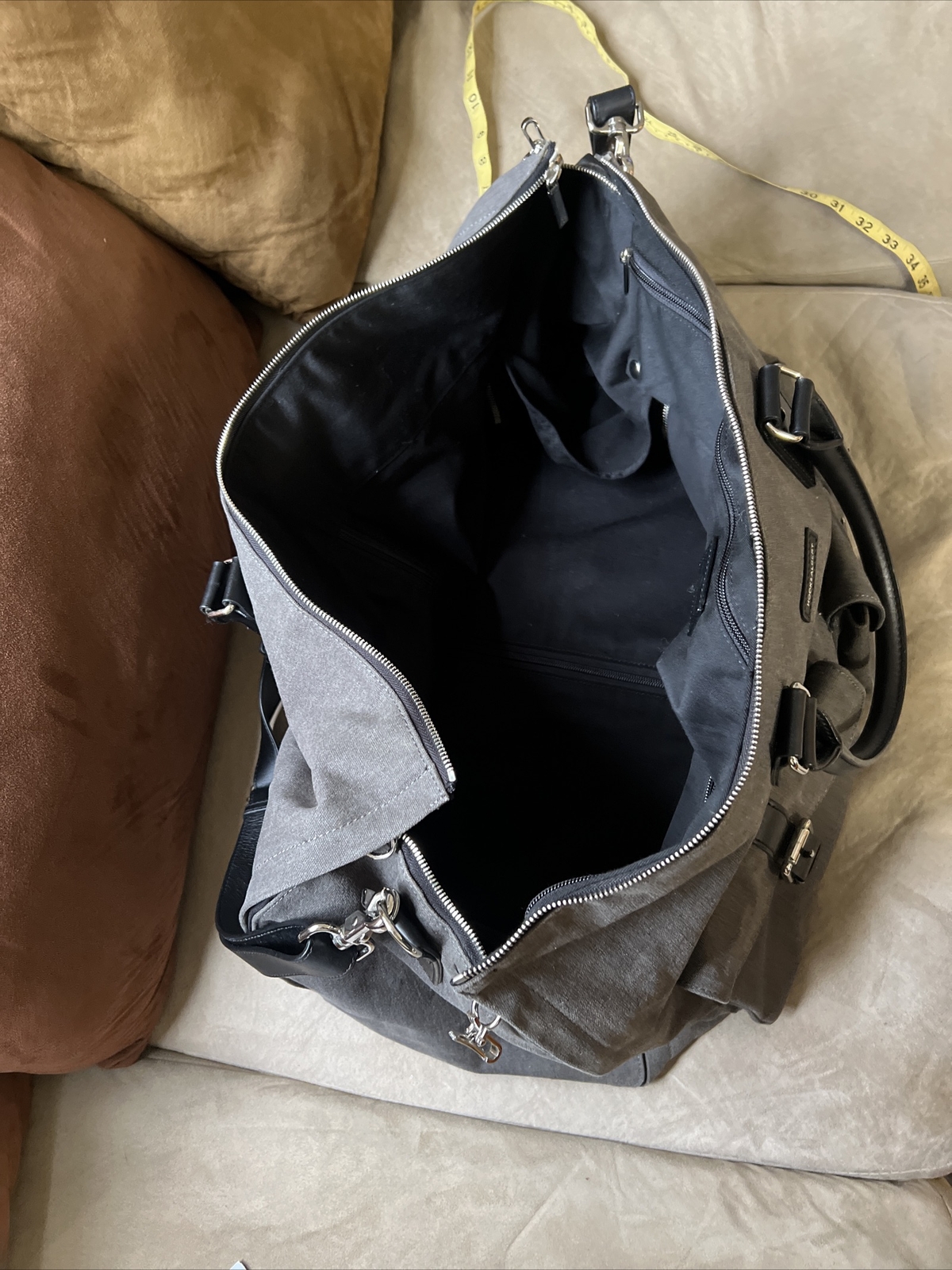 Hook + Albert Black Grey Canvas Garment Duffel Bag Convertible Weekend