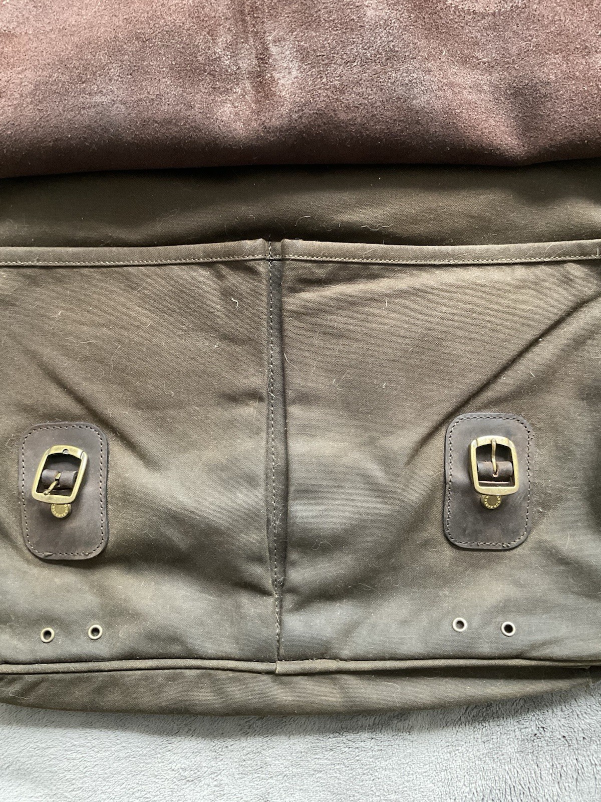 Barbour Waxed Cotton & Leather Briefcase Bag Olive Green( No Strap)