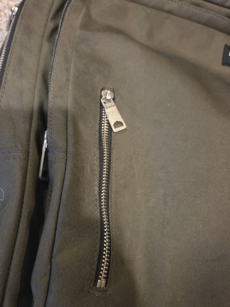 jack spade Men’s back pack Olive green authentic zip casual pocket