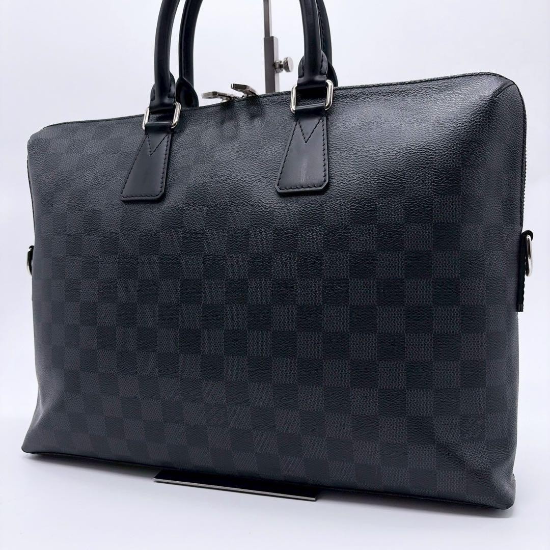 Louis Vuitton Damier Graphite Briefcase Men Black Business Bag Authentic