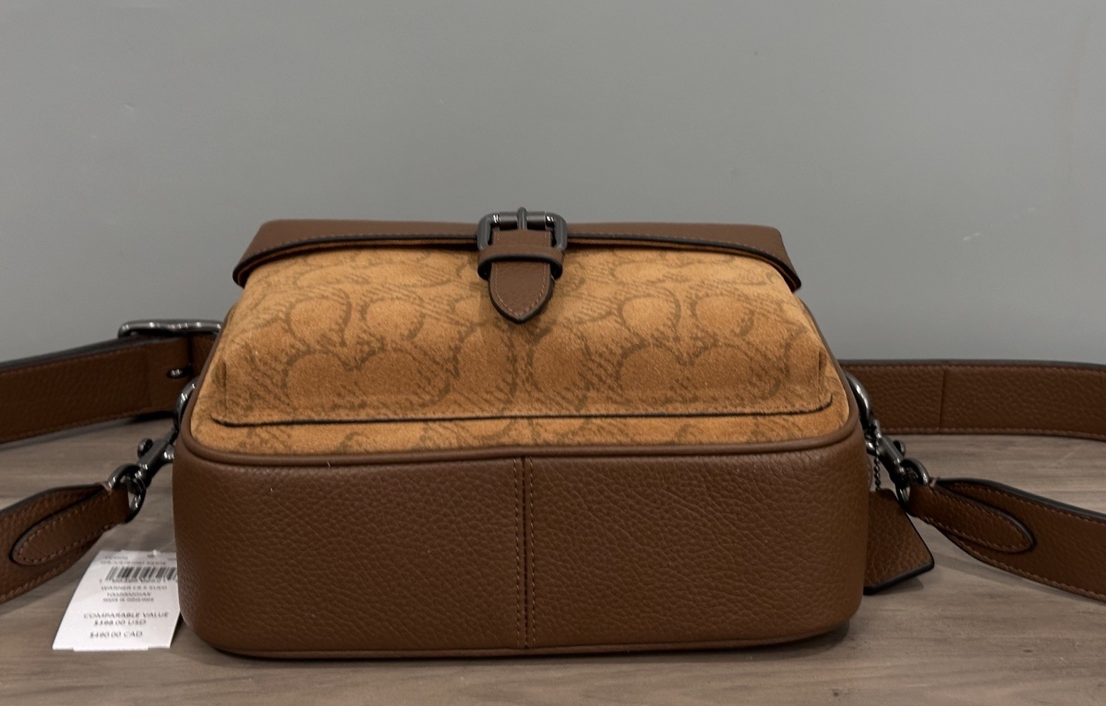 COACH CCG08 Warner Crossbody Bag In Signature Suede & Refined Pebble Leather