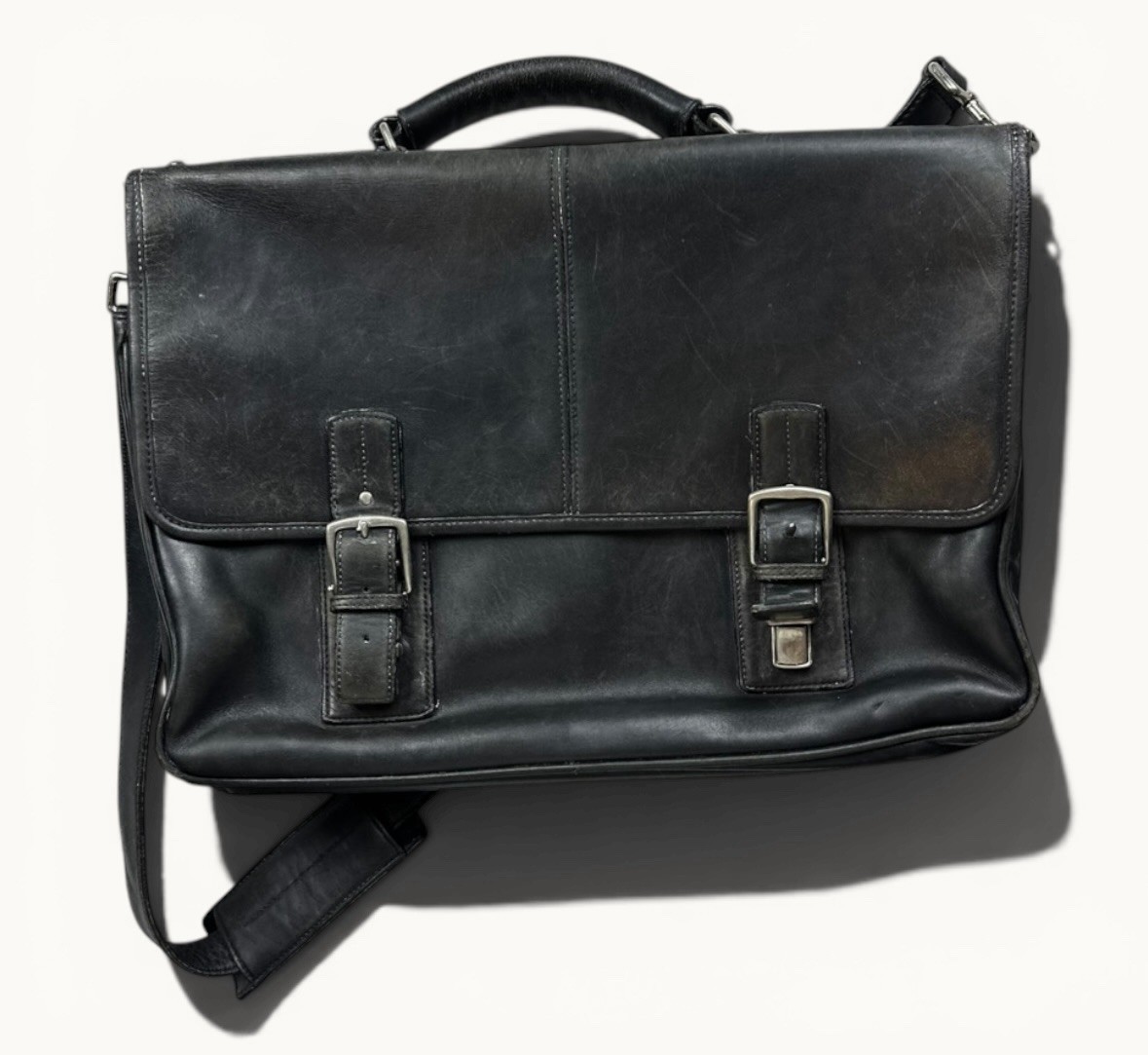 Vintage Men’s Coach Black Leather Briefcase Messenger Bag 6455 Black 90s