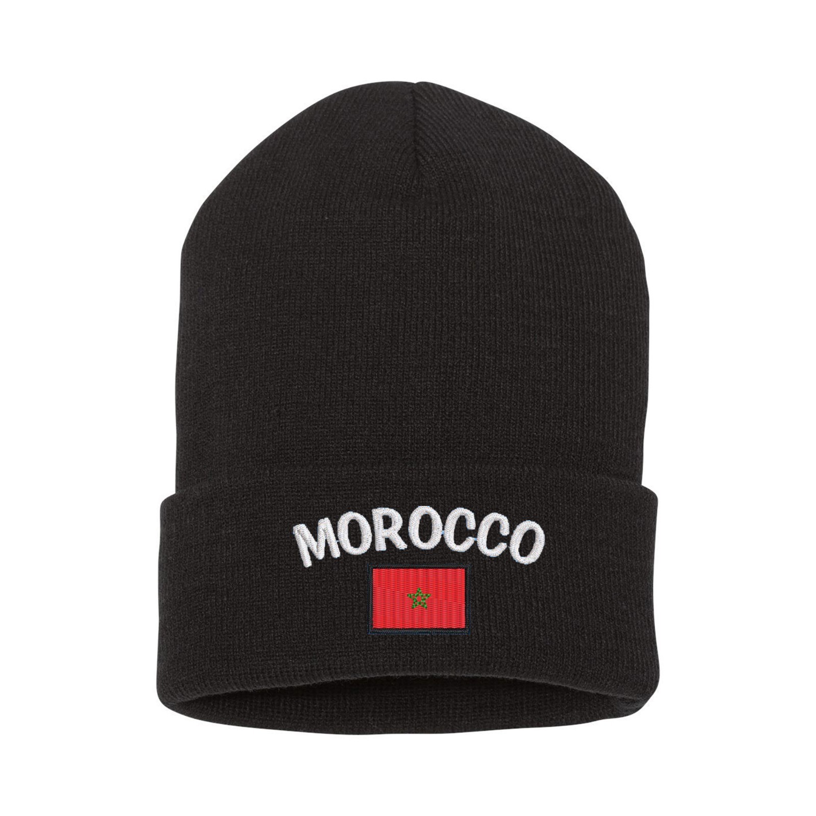 Morocco flag embroidered cuff beanie hat, national flag hat