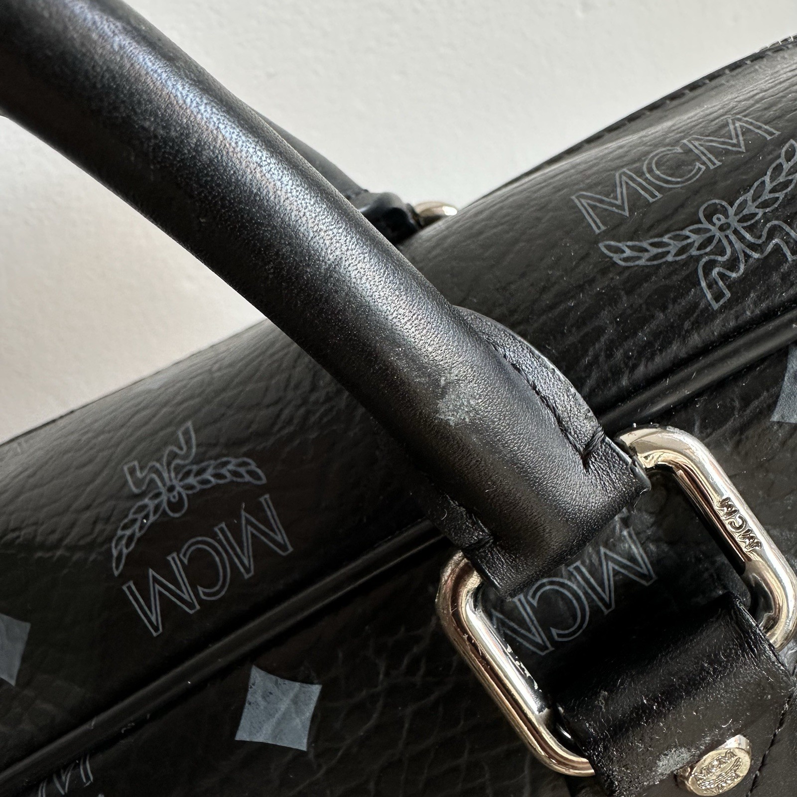 MCM Business Bag Messenger Laptop Document Bag Black Shoulder Bag Logo Print