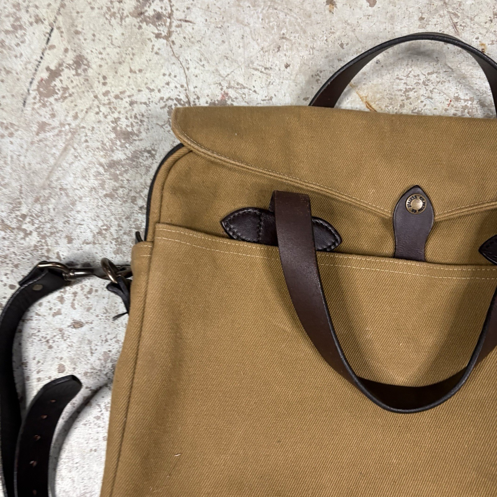 CC Filson 257 Brown Twill Briefcase/Messenger Bag USA Made Rugged Canvas Outdoor