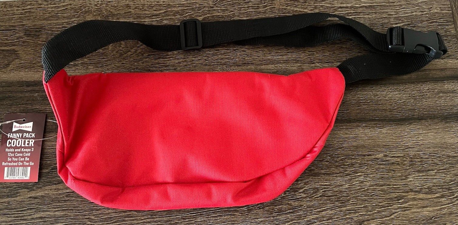 Budweiser NWT Fanny Pack Insulated Cooler Belt Bag Red Black NEW