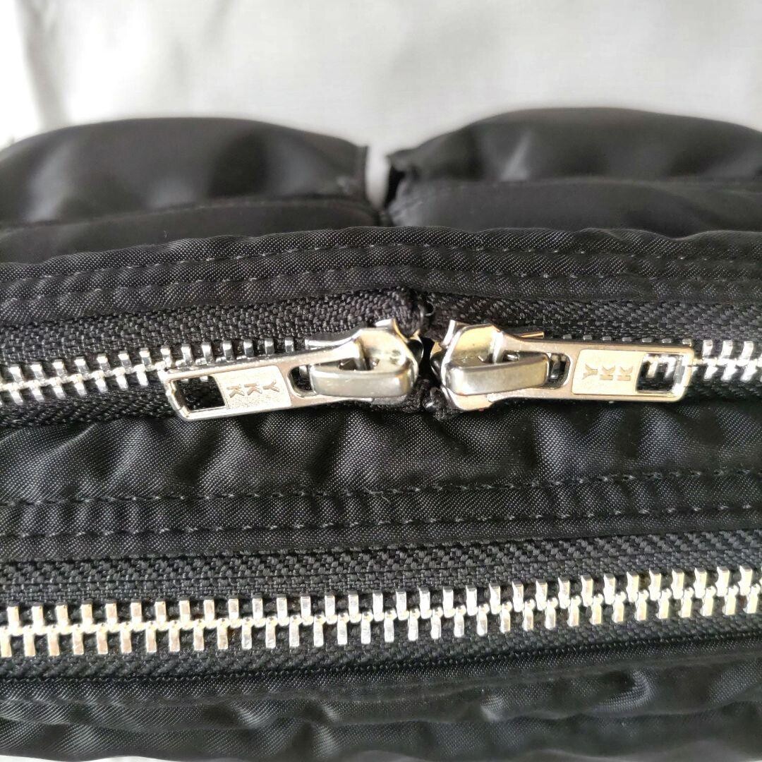 PORTER Tanker Black 2 Layer Shoulder Bag S Nylon Double Zip Japan 27cm 17cm 8cm