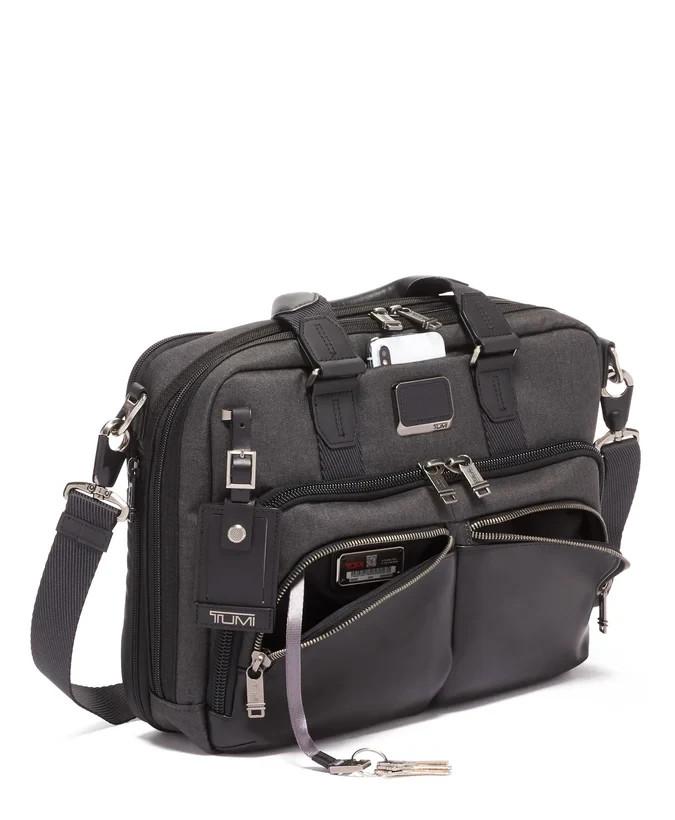 TUMI Alpha Bravo Albany Slim Commuter Brief Black Nylon Ballistic Leather EUC