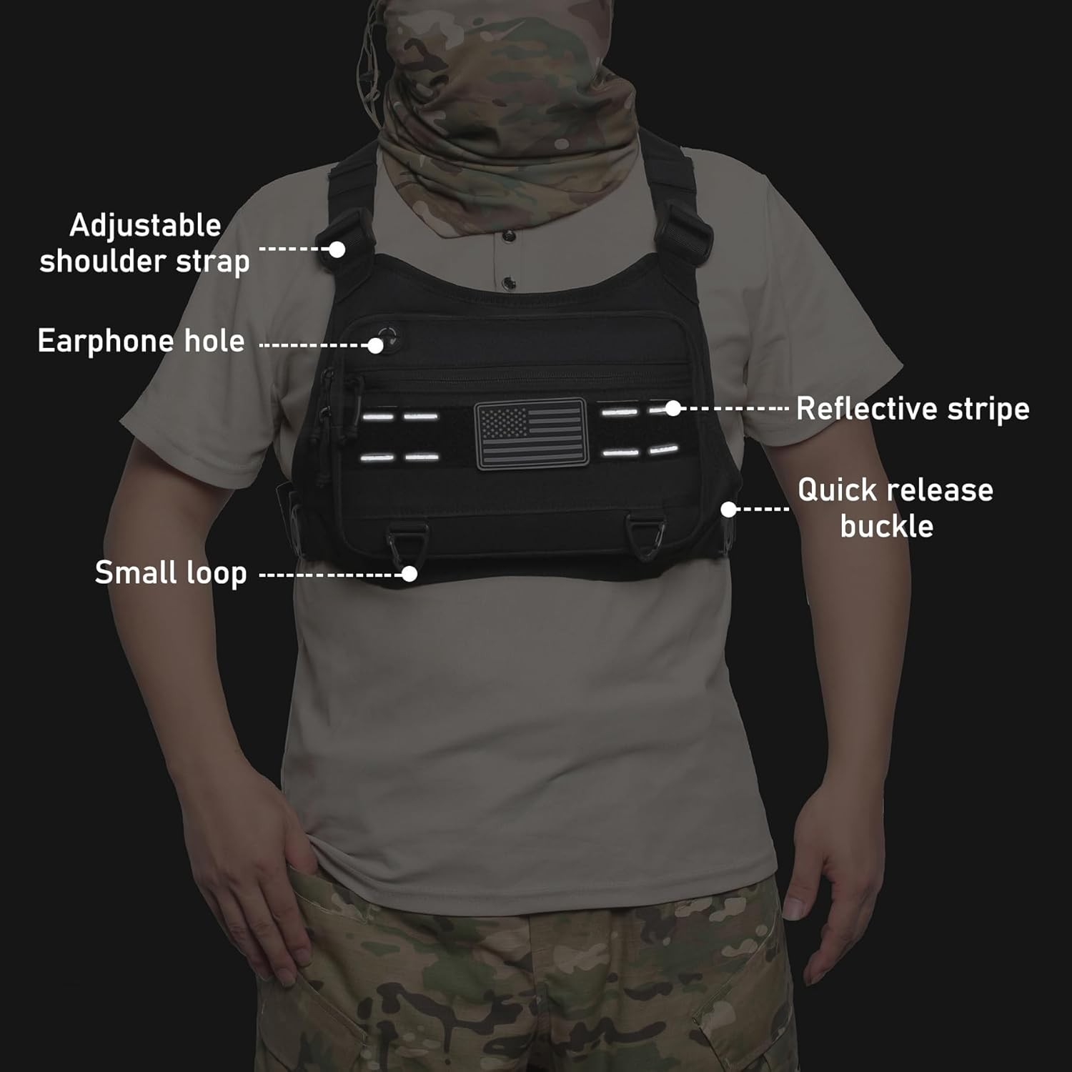 Sports Chest Pack Men Front Chest Bag Fits Most Pistols Chest Pouch Harness