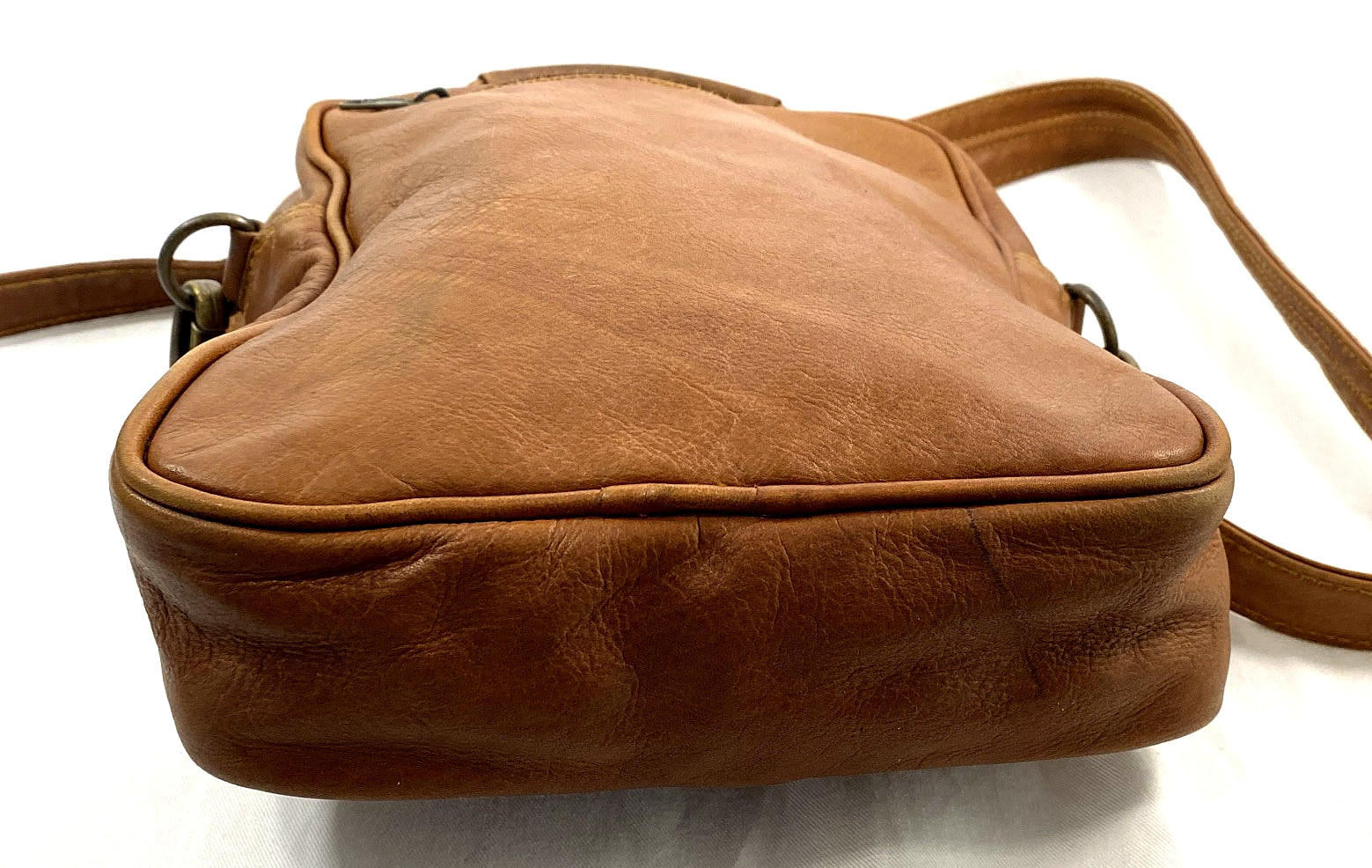 Made In Columbia Brown Leather Bag Unisex Practical Shoulder Strap Top Handle