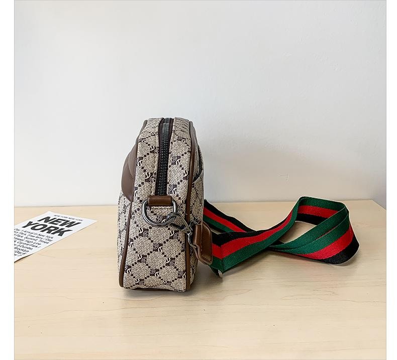Casual Sling Bag Men PU Leather Messenger Crossbody Color Block Trendy Wide Stra
