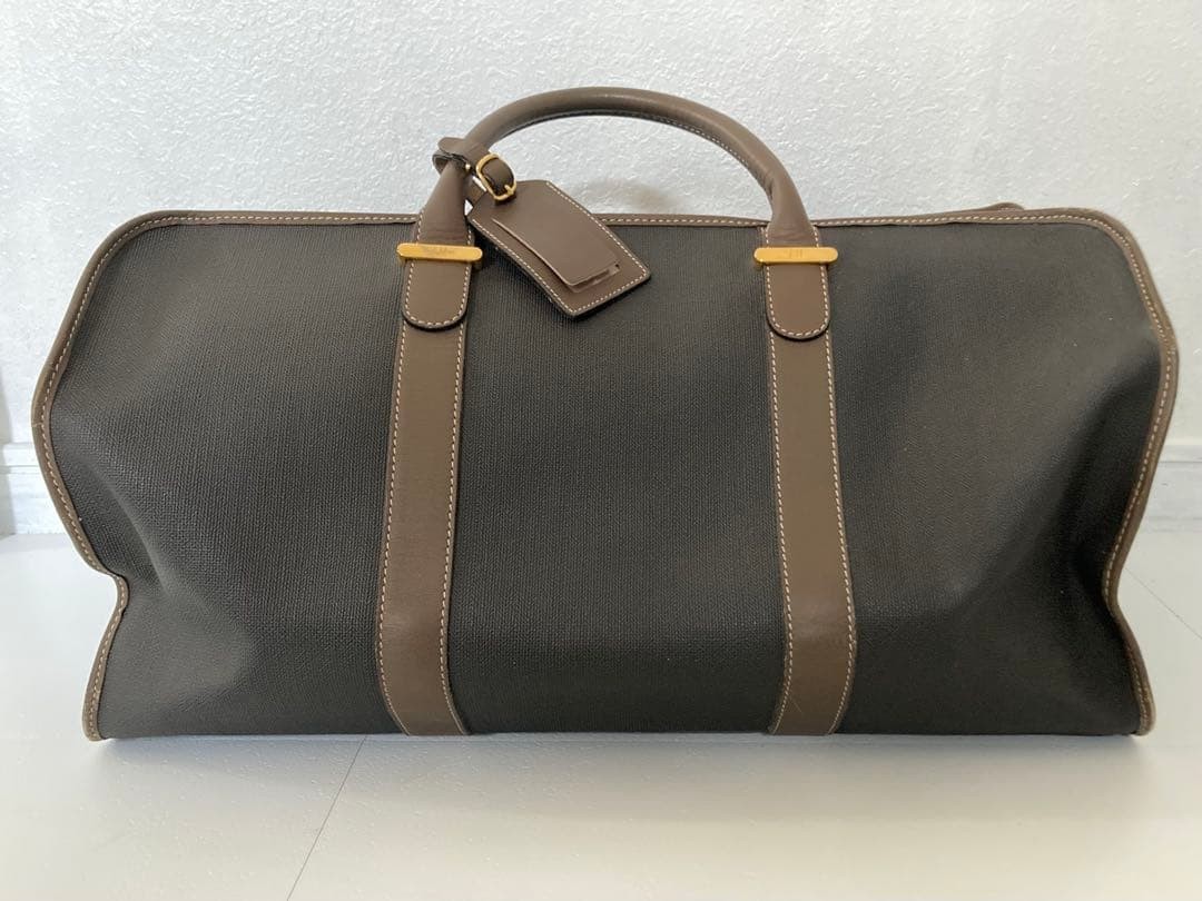 Dunhill Vintage Boston Bag Brown Leather with Lock & Key, 50cm, Classic Design