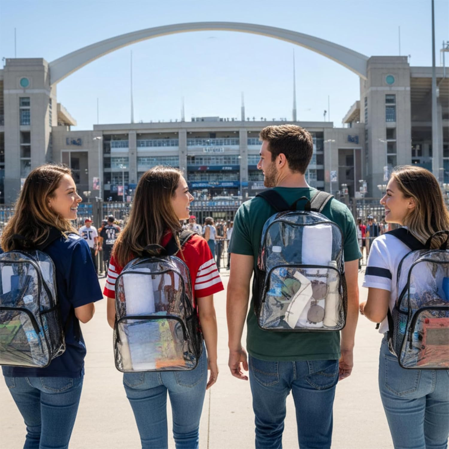 6 Pcs Clear Backpack Bulk for Stadium Events Heavy Duty PVC Transparent Bookbag