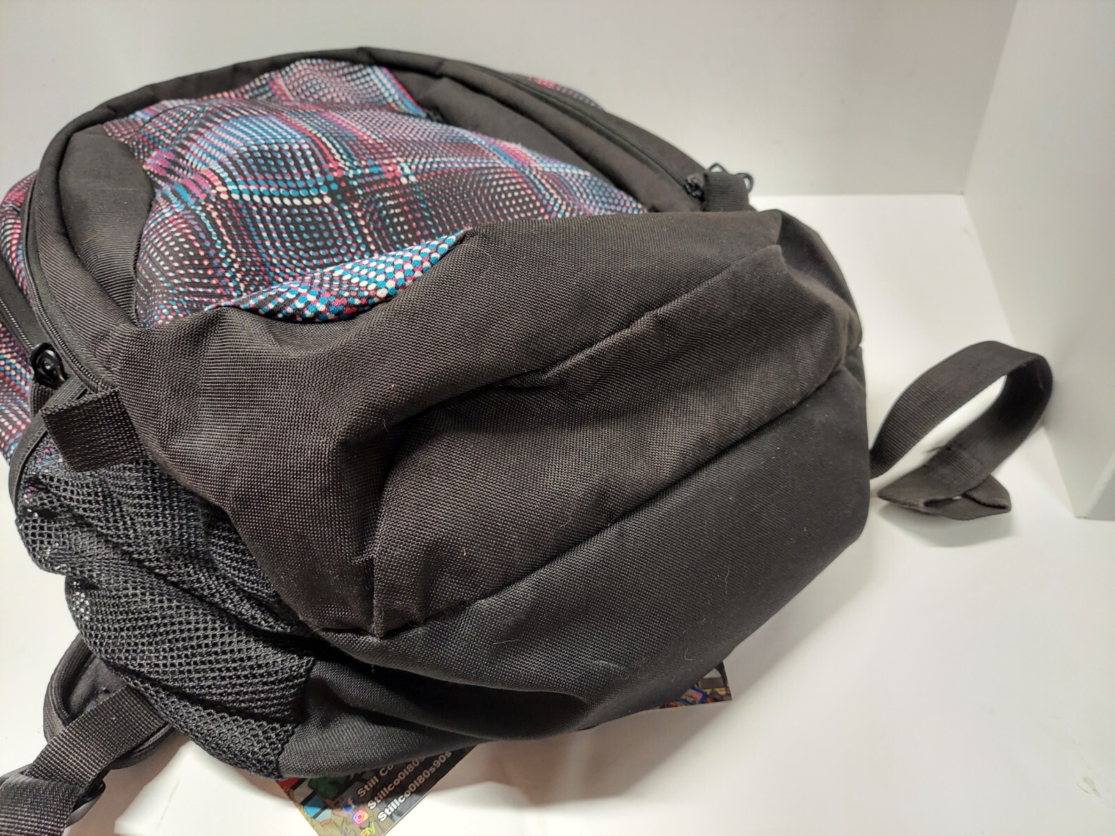 Adidas Black Blue White Pink Backpack w/ Laptop Sleeve & Load Spring Straps