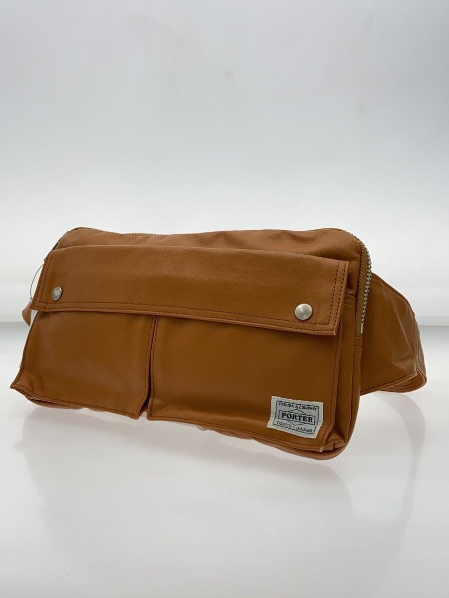 Authentic PORTER Leather Waist Bag Camel 16cm High, 29cm Wide, Slim Style