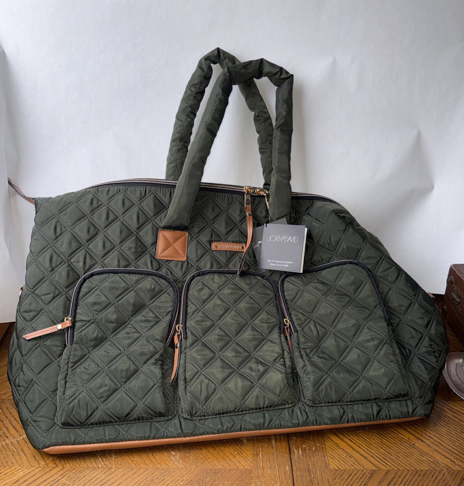 Joan & David 18 Inch Diamond Quilted Nylon Travel Duffle NWT
