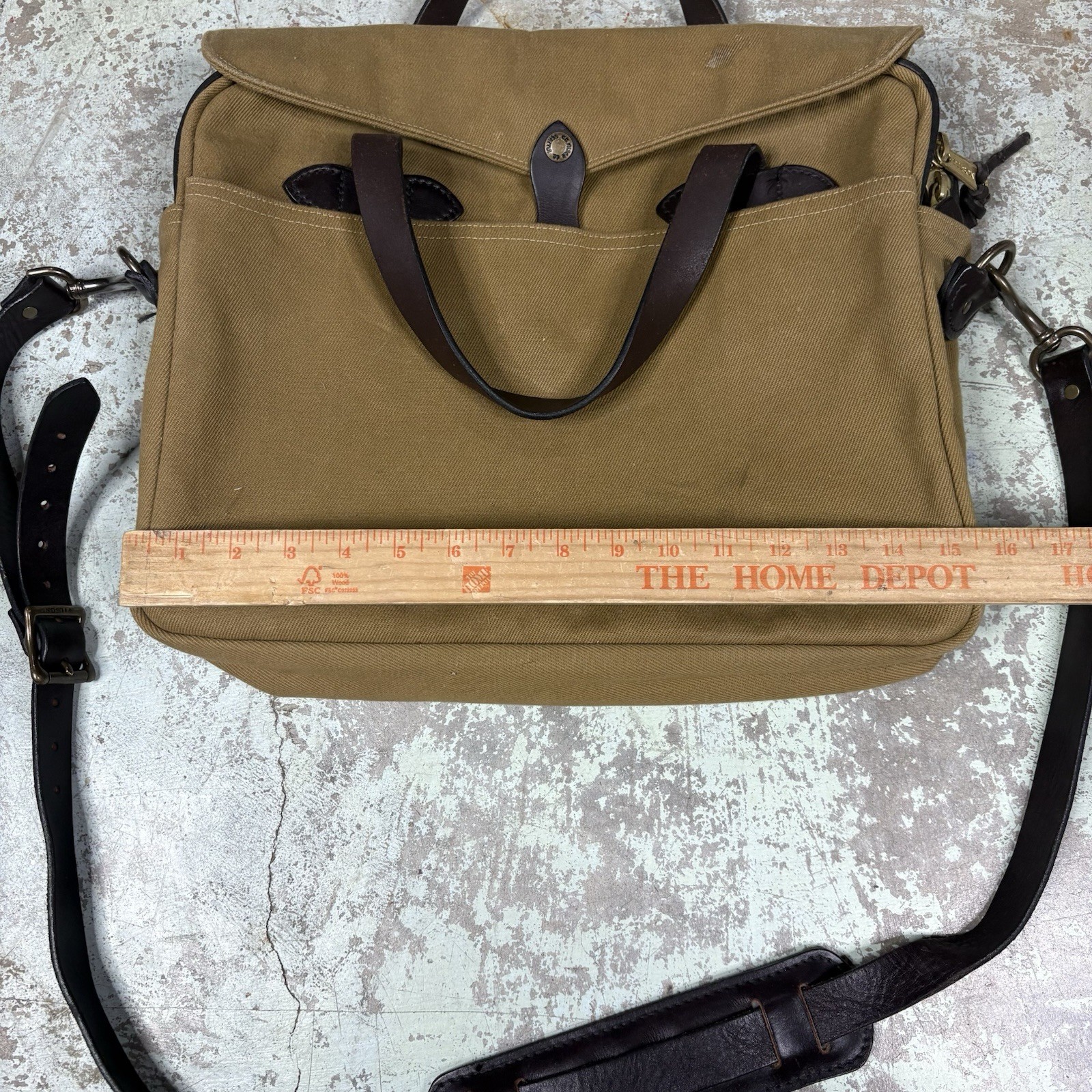 CC Filson 257 Brown Twill Briefcase/Messenger Bag USA Made Rugged Canvas Outdoor