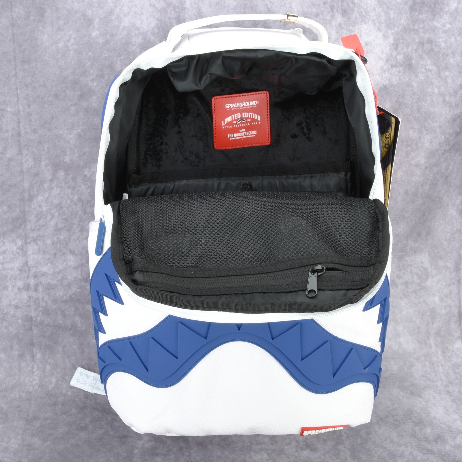Sprayground Shark PVC Large Leather Backpack Unisex Plaid Natural White New York
