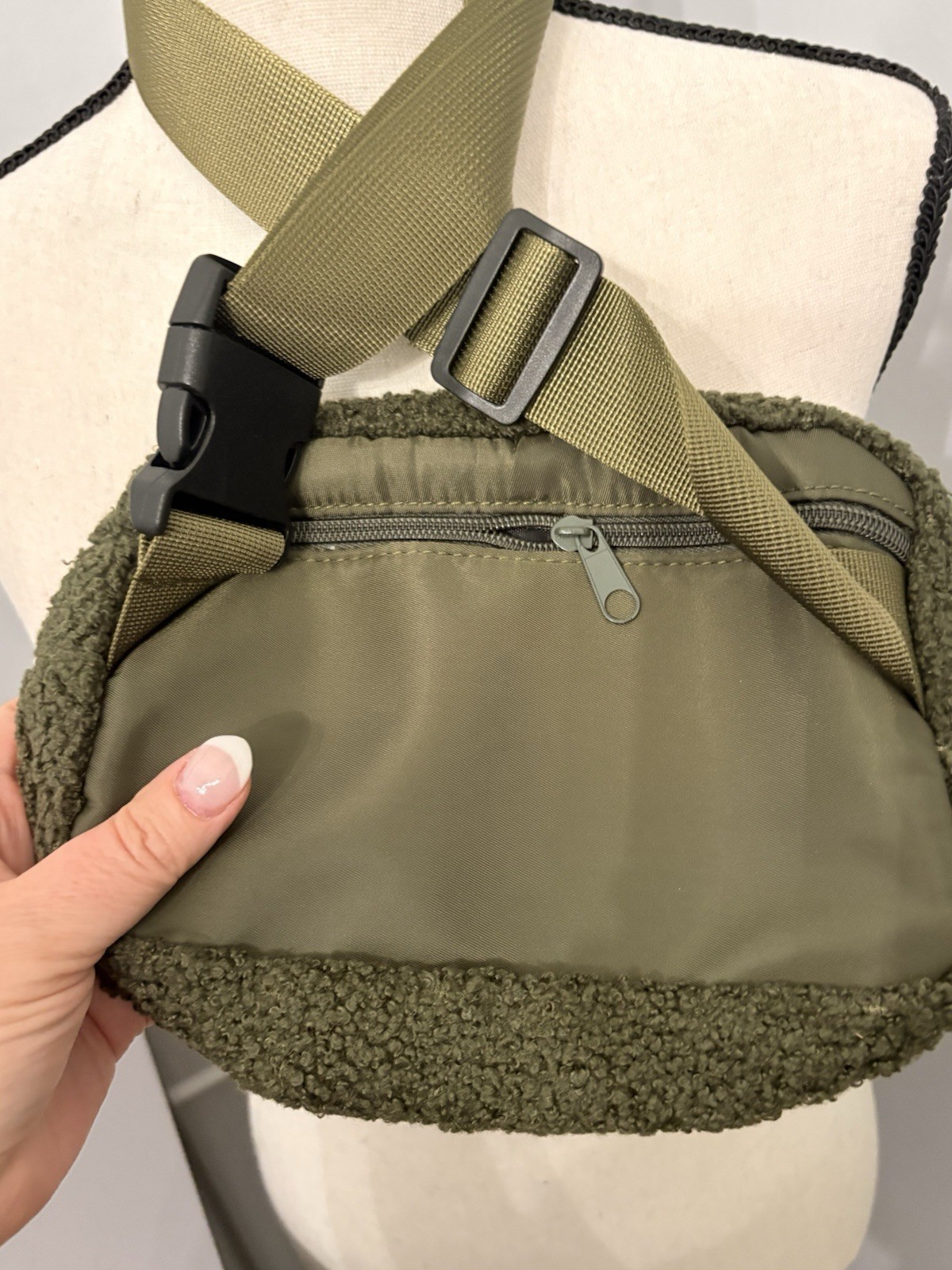 bbyo Green Solid Crossbody Bag, Zip Closure, Adjustable Strap, Inner Pockets