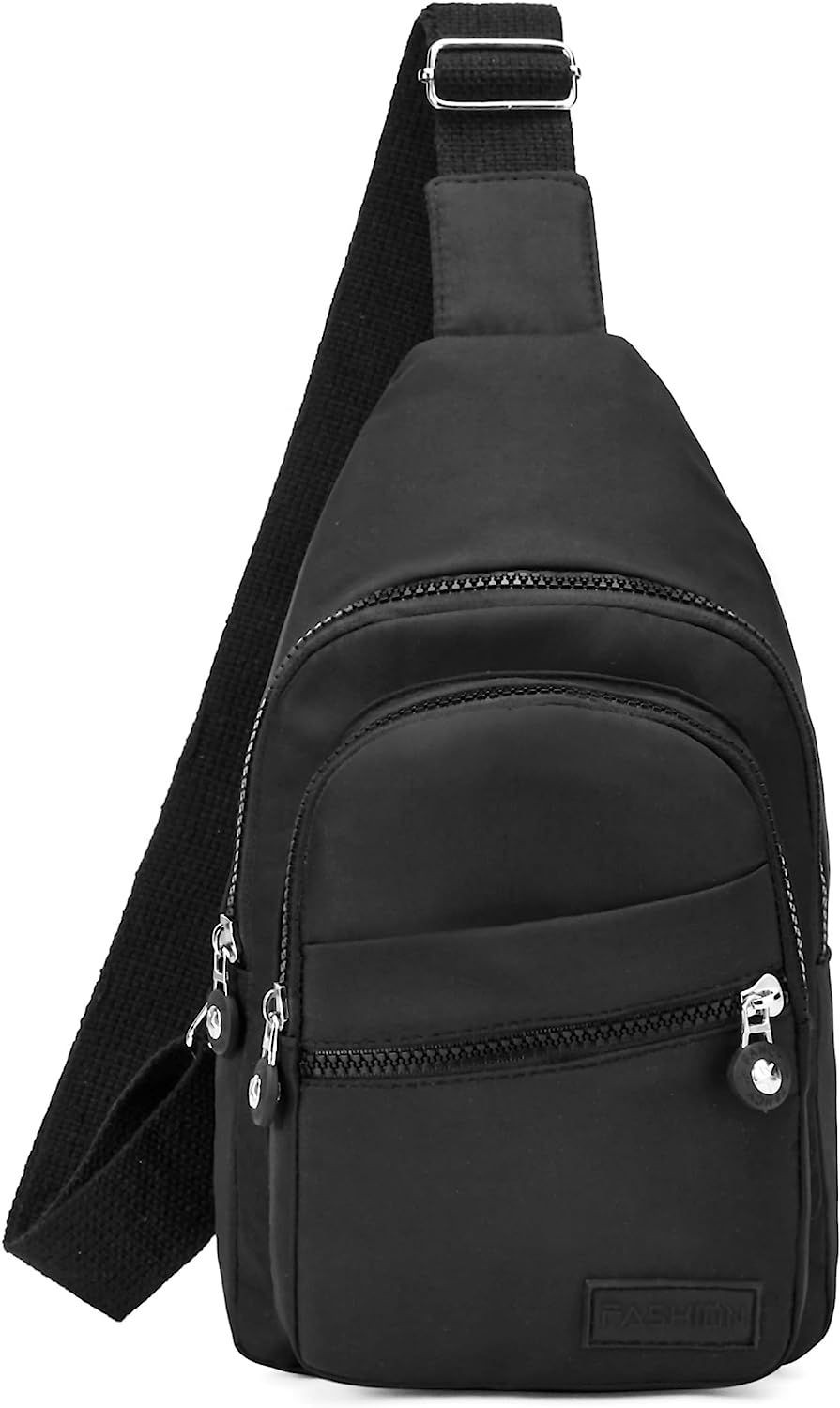 Crossbody Sling Backpack Bag, Small Chest Bag Daypack One Size, Black-1
