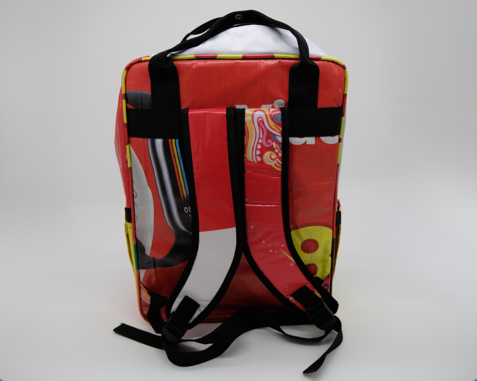 Recycled Backpack Unisex Red Upcycled Backpack Ecofriendly Urban Style