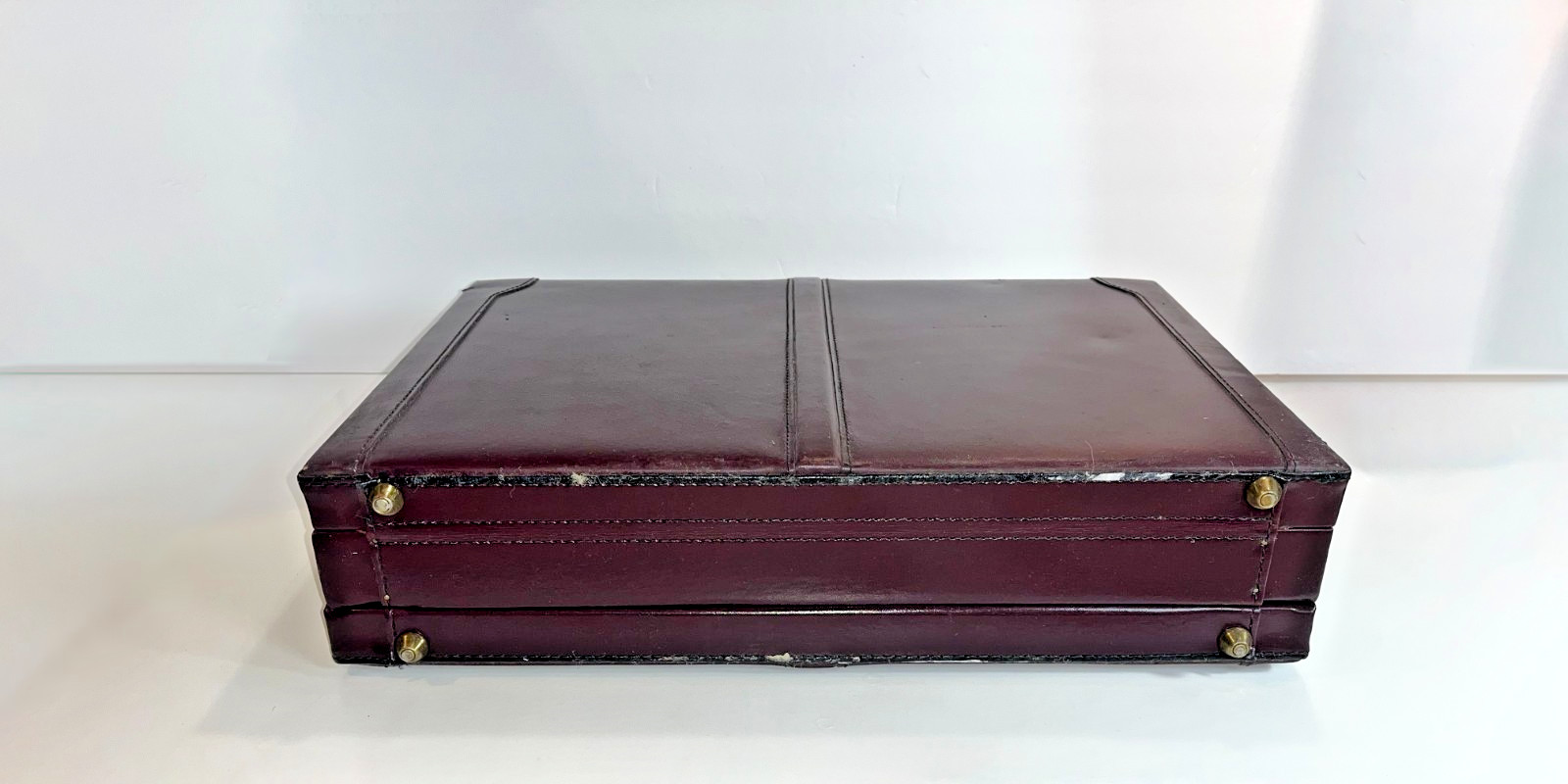 18″ Large Briefcase Men Leather vintage Mulberry Red Brown Suede Beige Interior