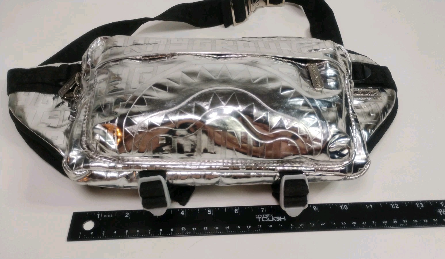 Sprayground Future Titan Metallic Cargo Crossbody Bag Silver Limited Edition