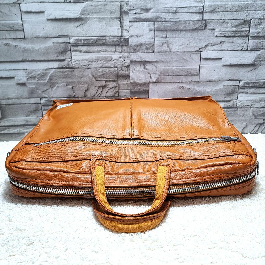 Authentic PORTER 2WAY Business Bag Briefcase 40cm x 29cm x 7cm Brown Damaged