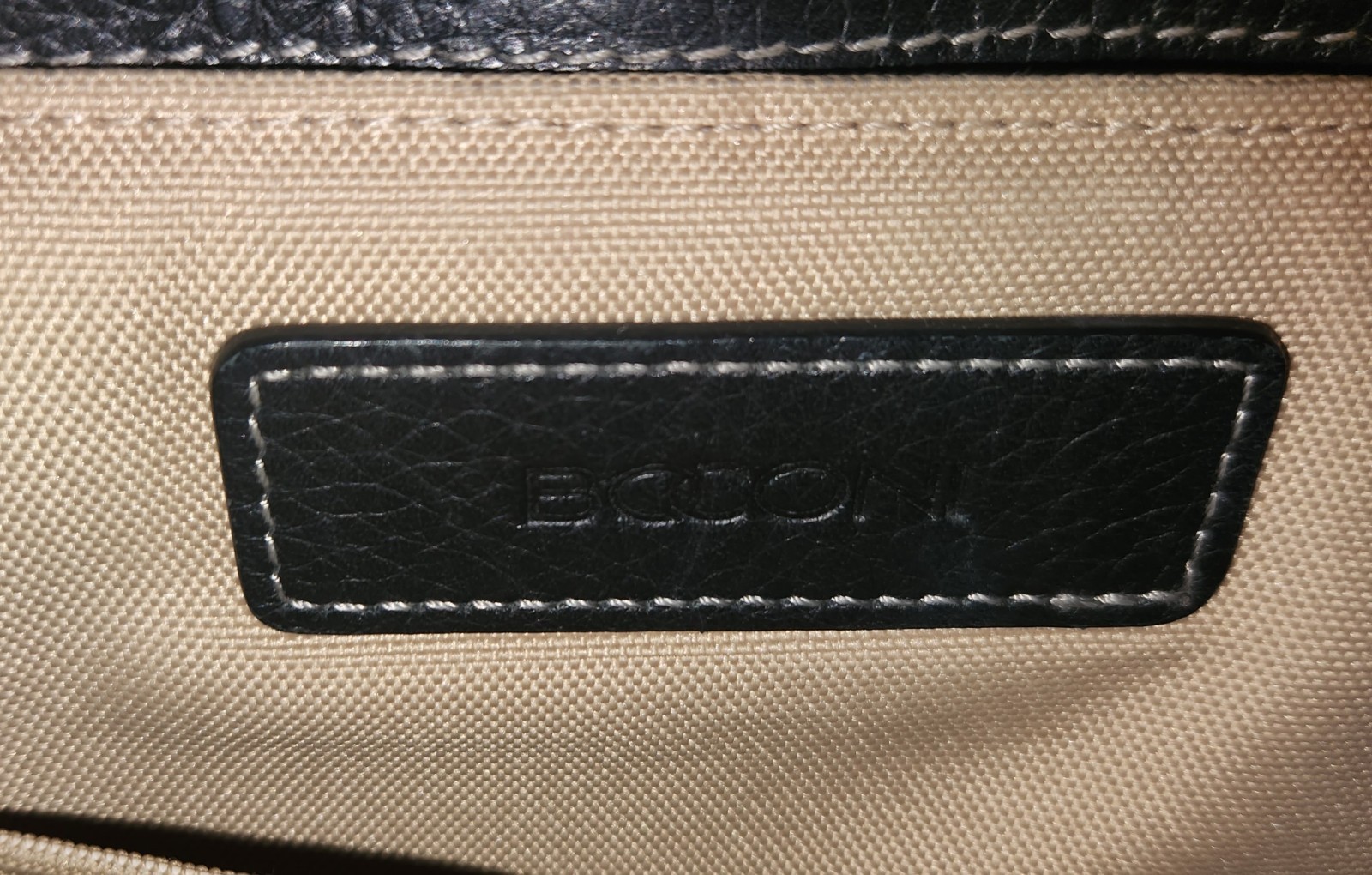 Boconi Tyler Tumbled Single Buckle Leather Messenger in Black w/ Khaki Interior