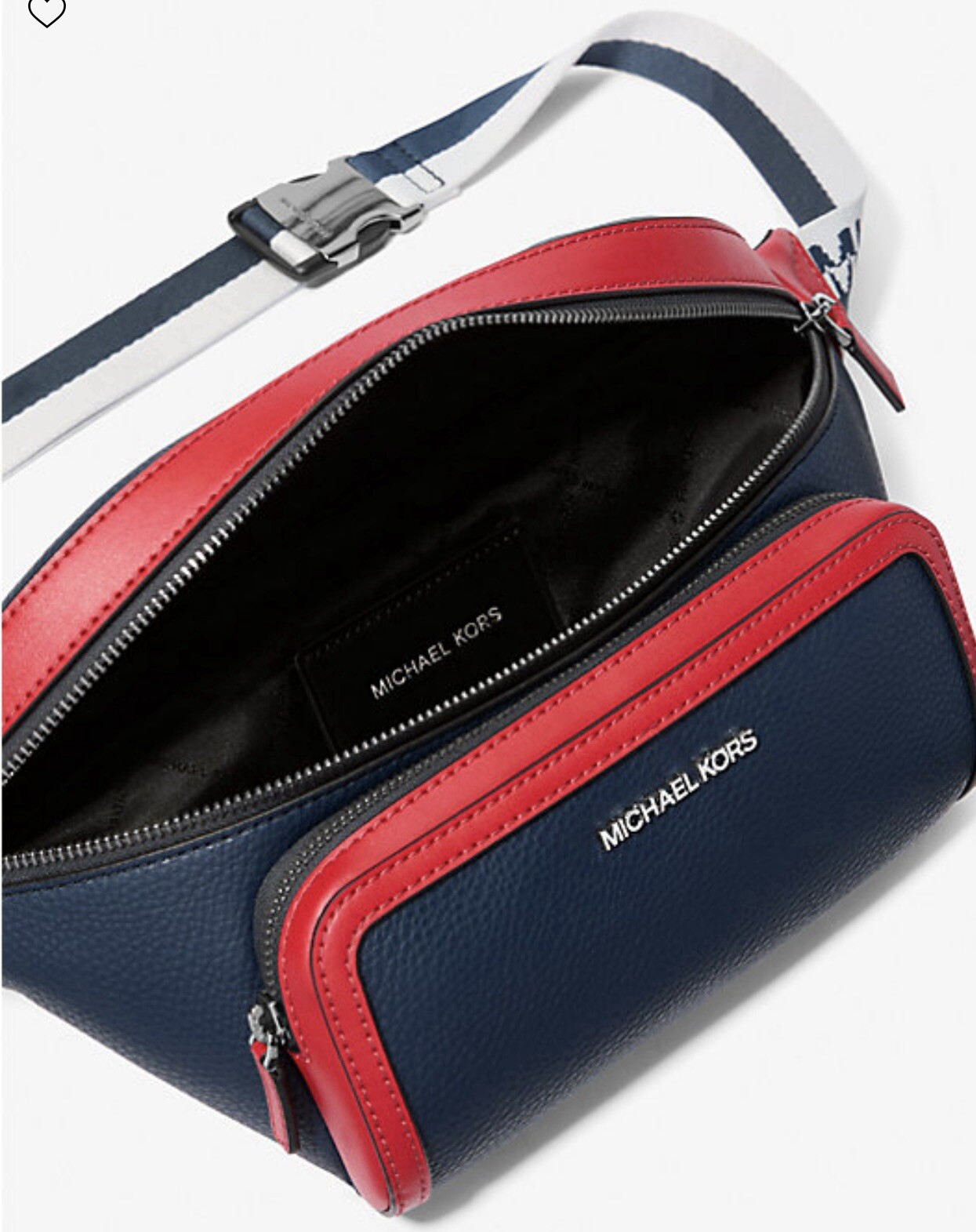 Michael Kors Cooper Two Tone Crossbody Sling Pack Belt Bag Navy Blue and Red